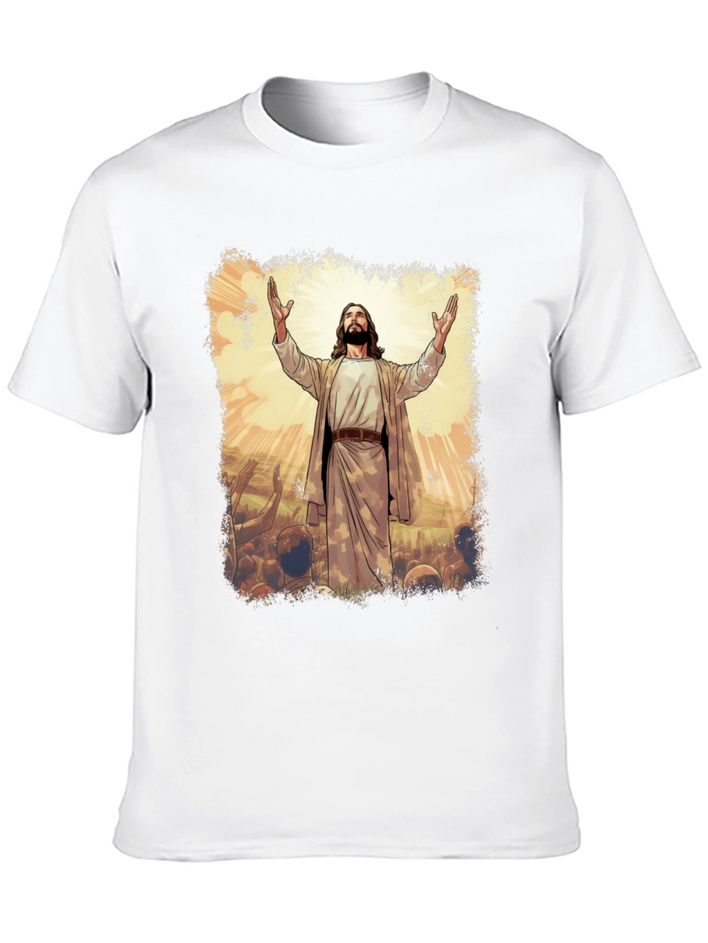 Jesus Graphic Print T-Shirt - Black Cotton Blend