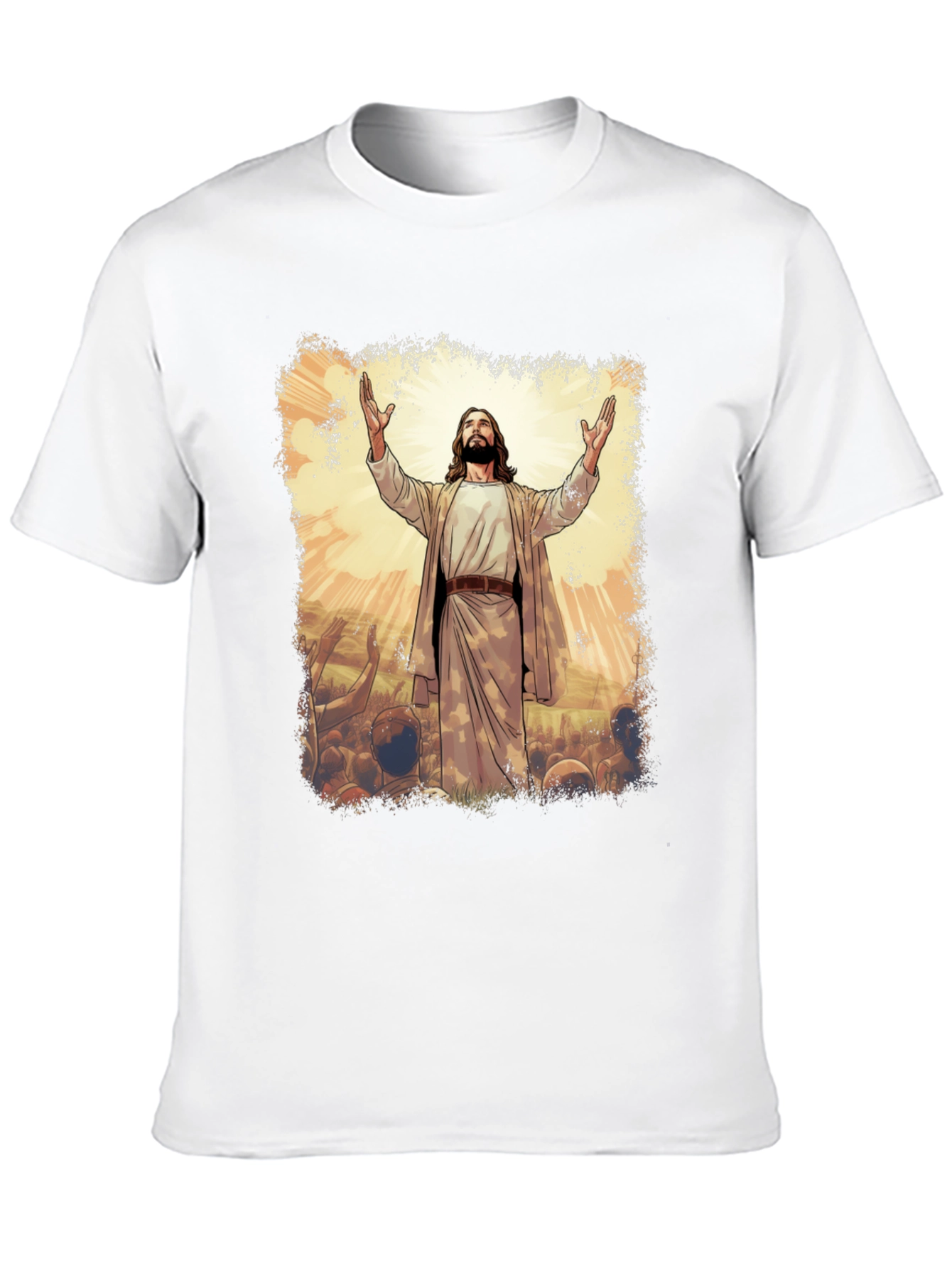 Jesus Graphic Print T-Shirt - Black Cotton Blend