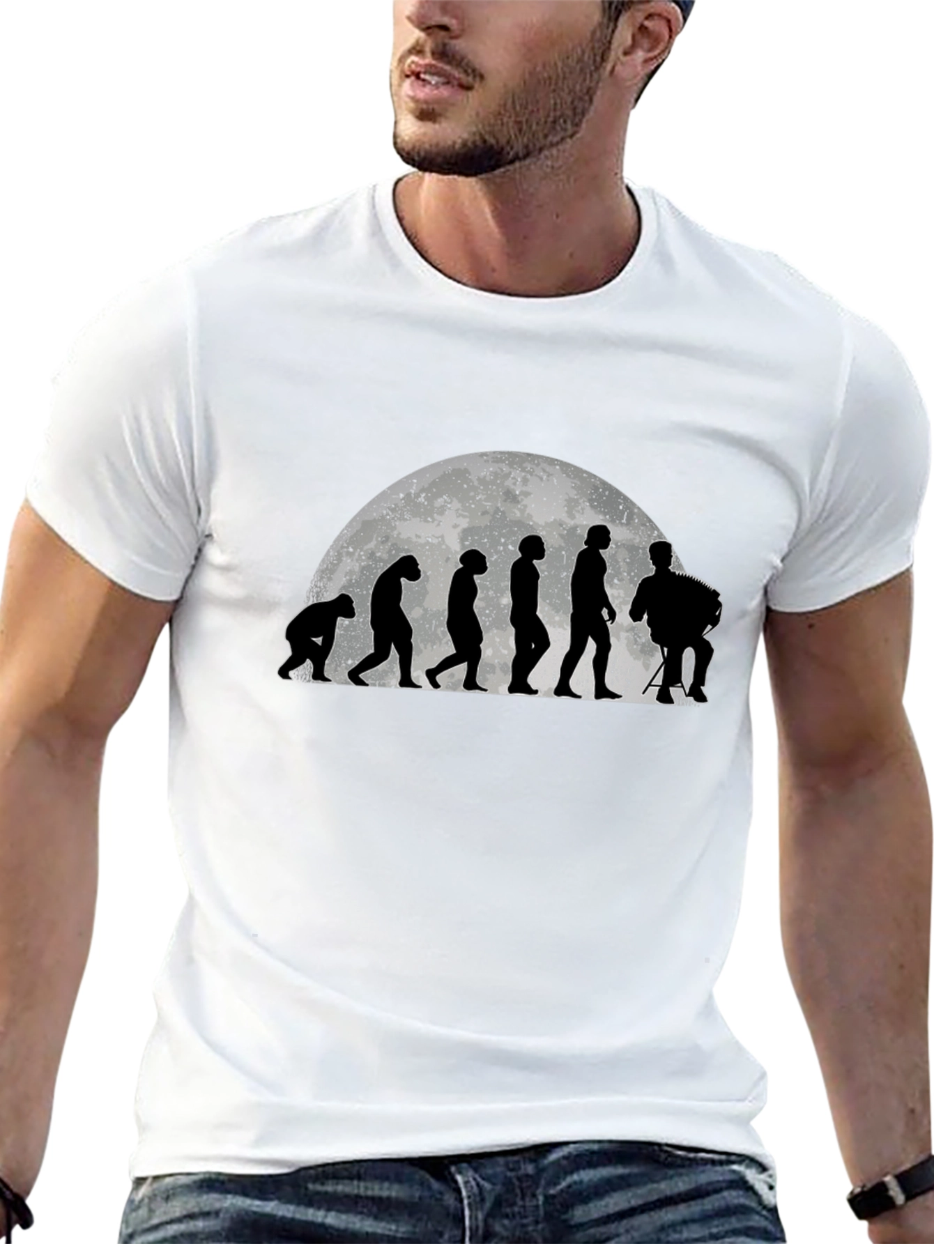Evolution of Accordion Player T-Shirt