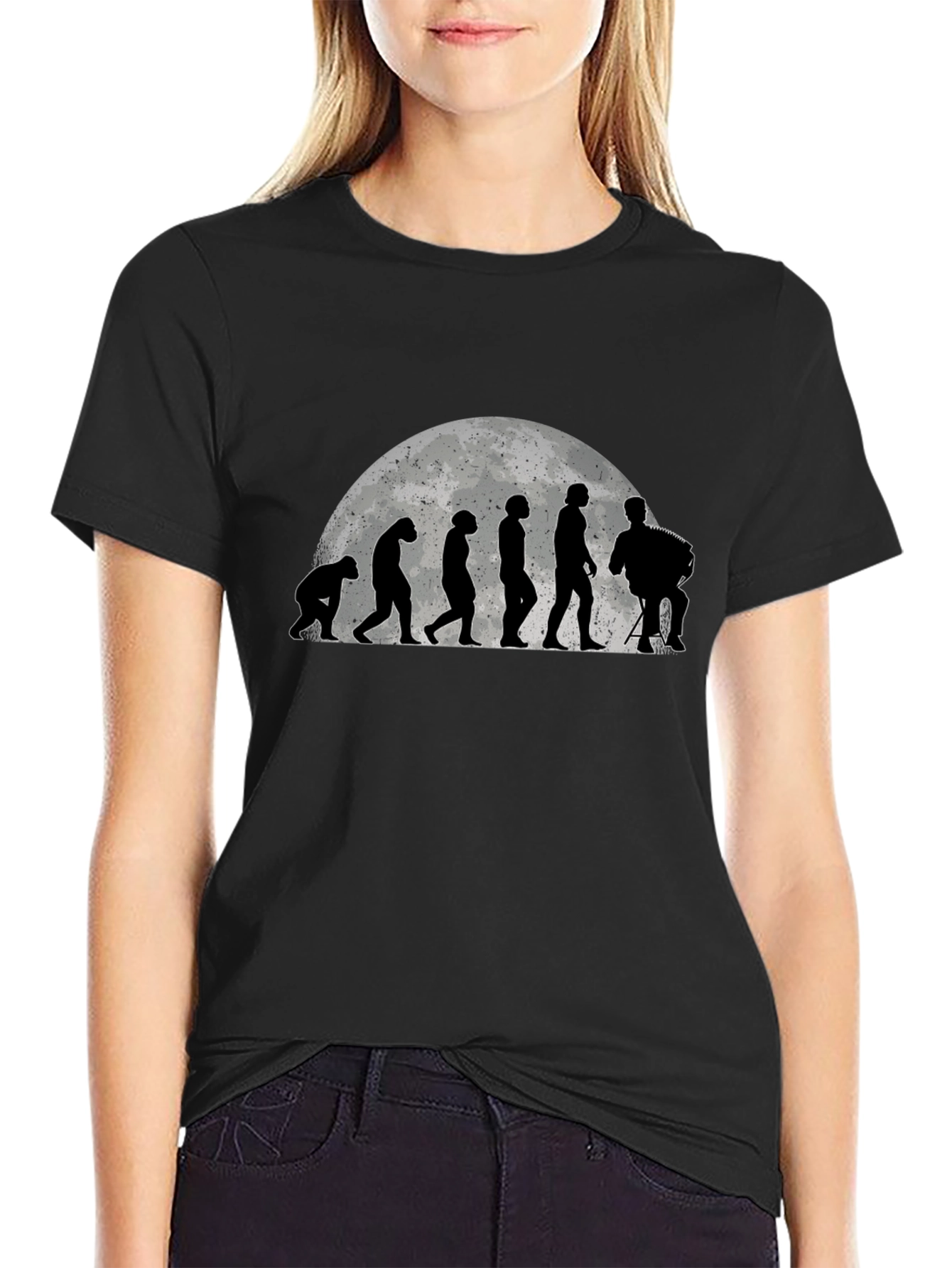 Evolution of Accordion Player T-Shirt