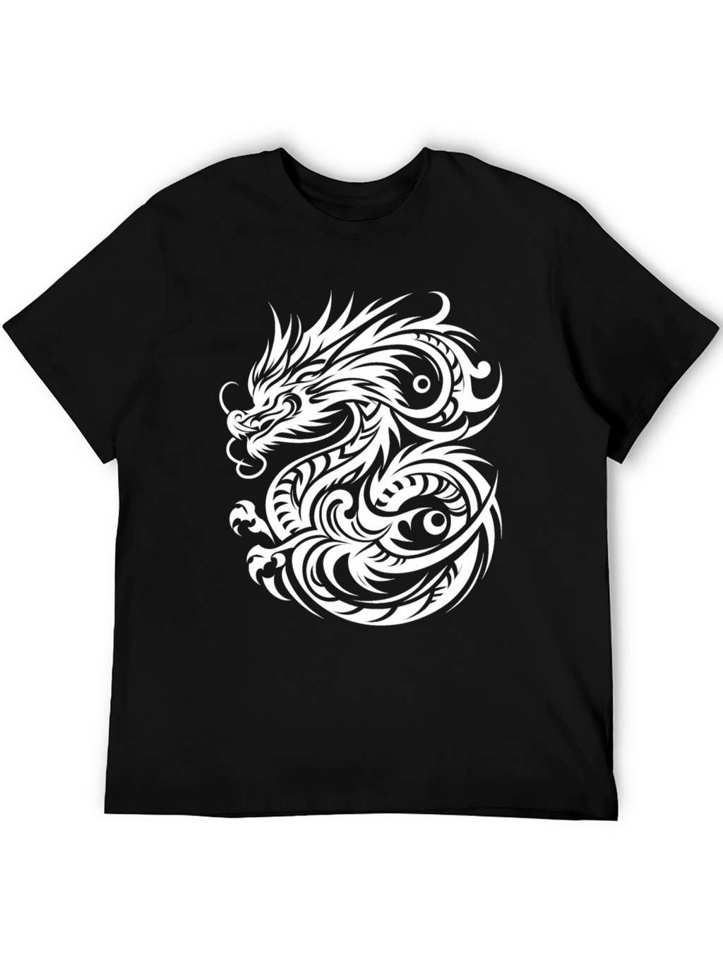 Dragon Graphic Print Mens Black T-Shirt