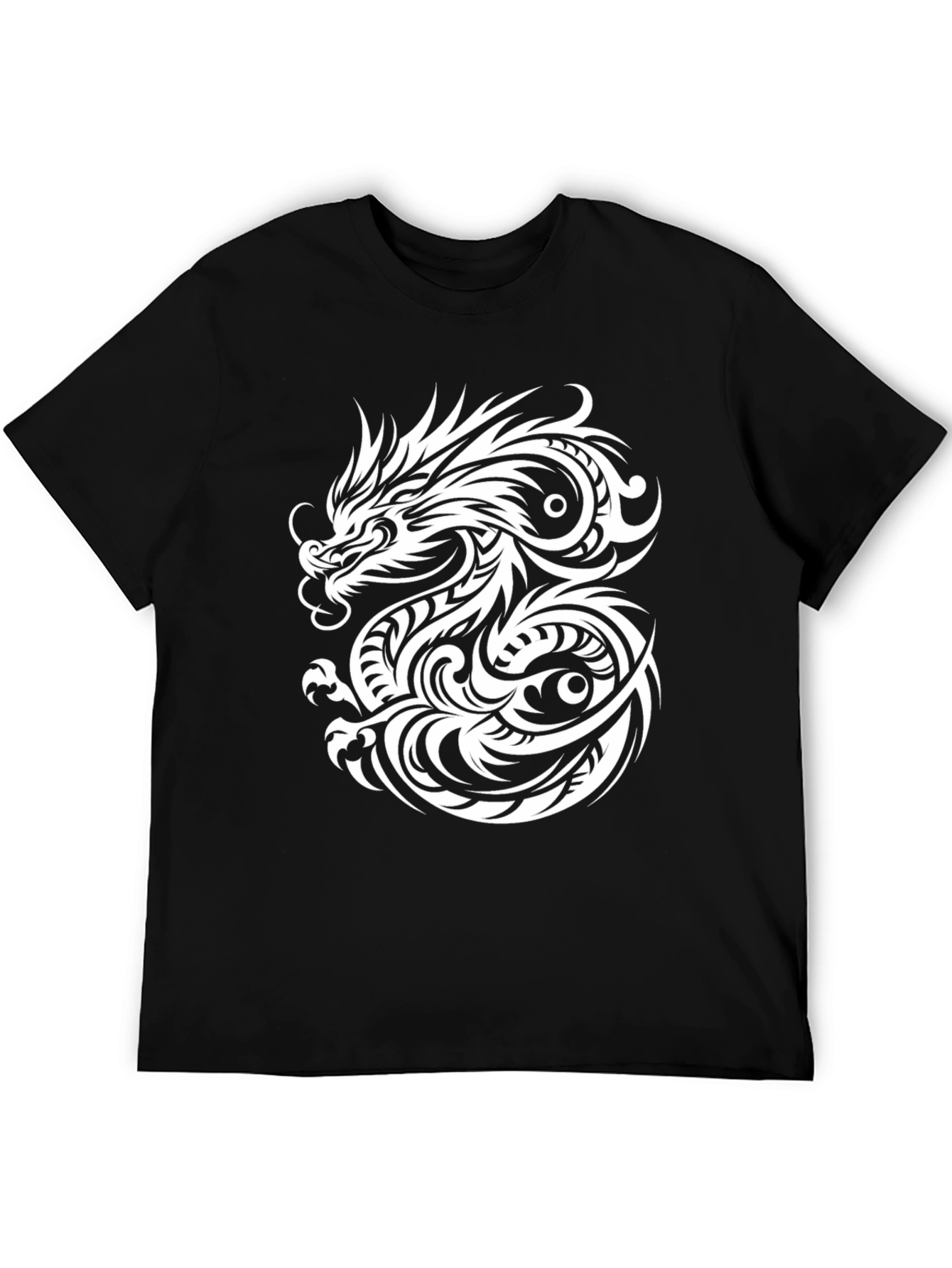 Dragon Graphic Print Mens Black T-Shirt