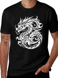 Dragon Graphic Print Mens Black T-Shirt