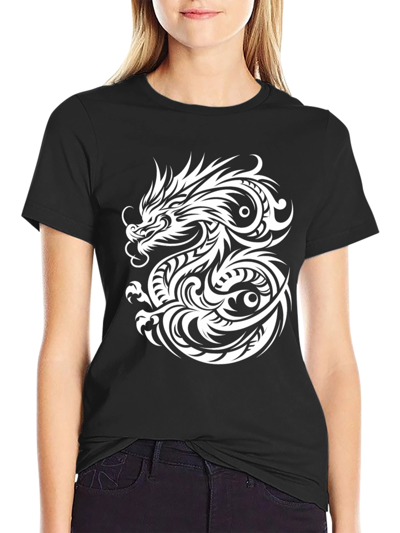 Dragon Graphic Print Mens Black T-Shirt