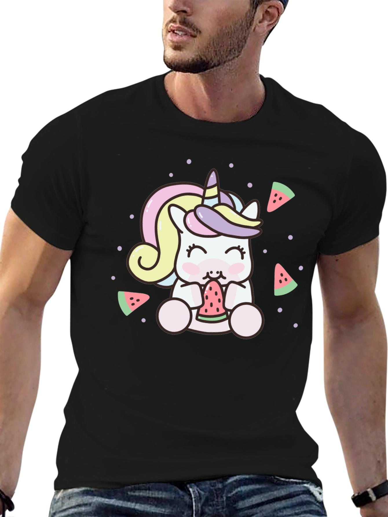 Unicorn Eating Watermelon Graphic Tee - Cute & Comfy