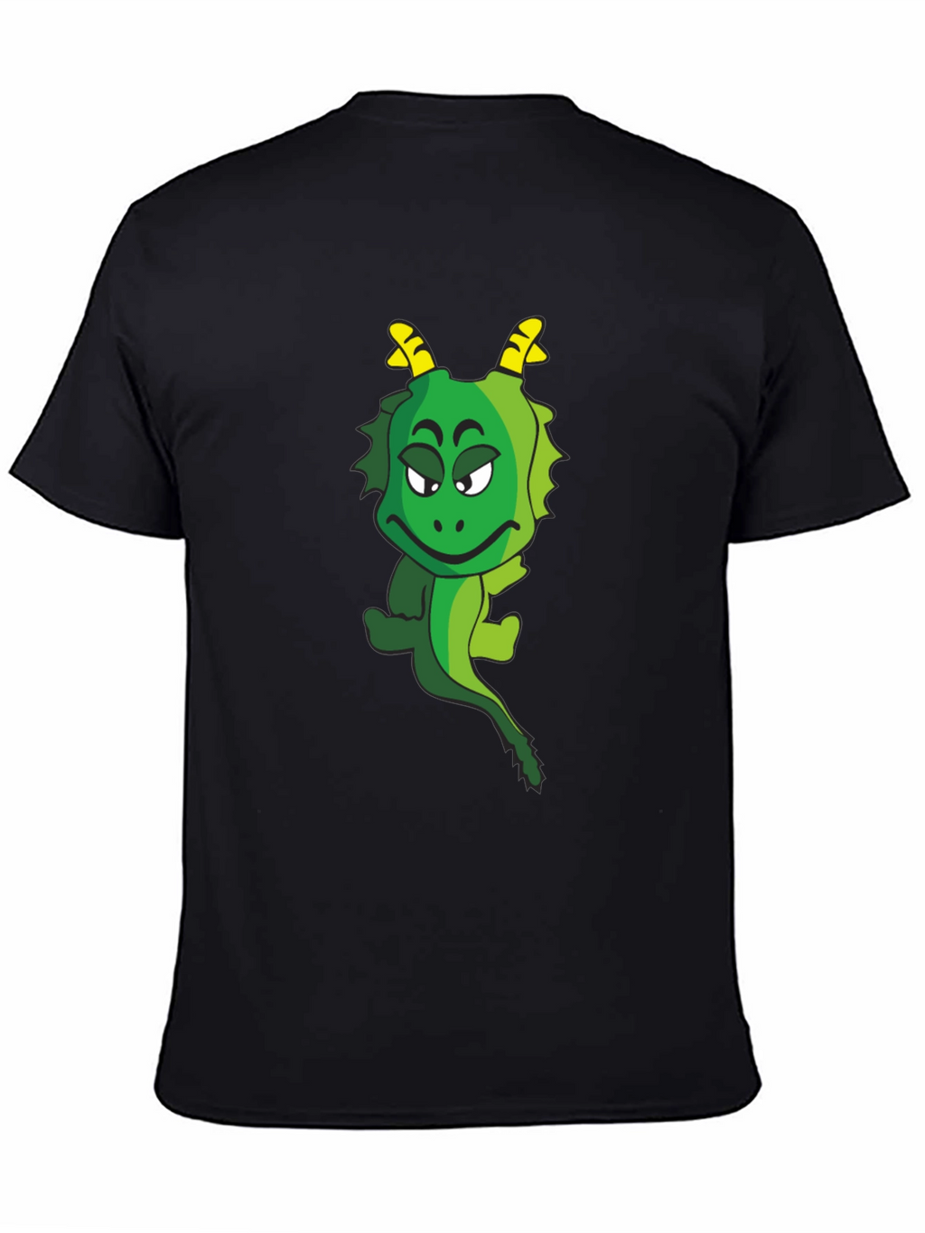 Funny Cartoon Dragon Graphic Tee - Black