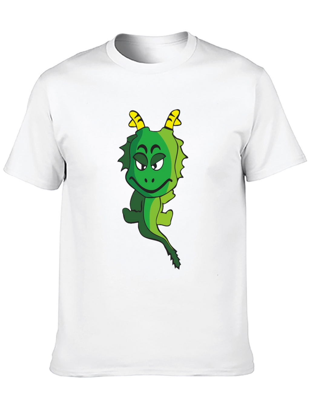 Funny Cartoon Dragon Graphic Tee - Black