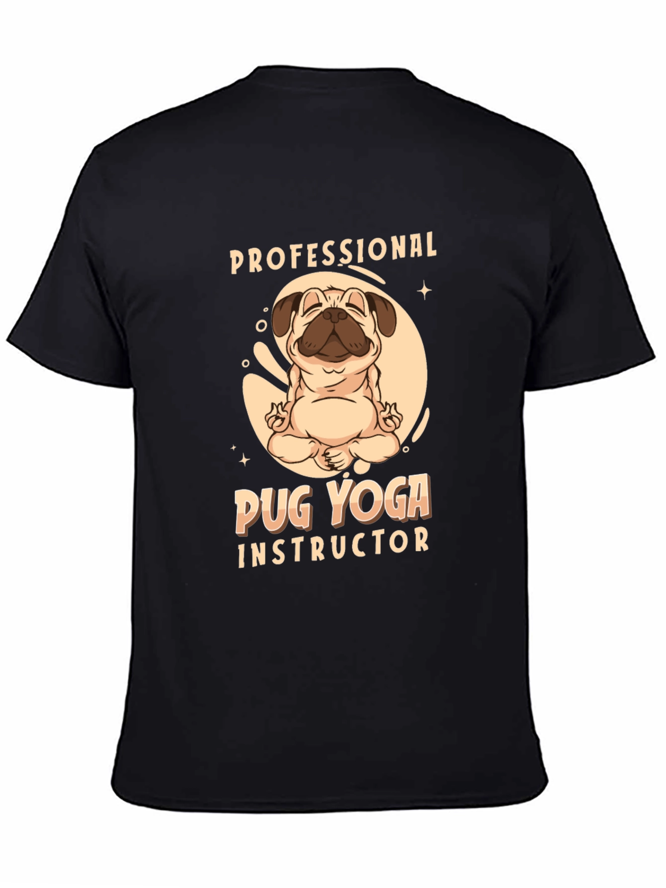 Pug Yoga Instructor Graphic Tee - Black Cotton Blend