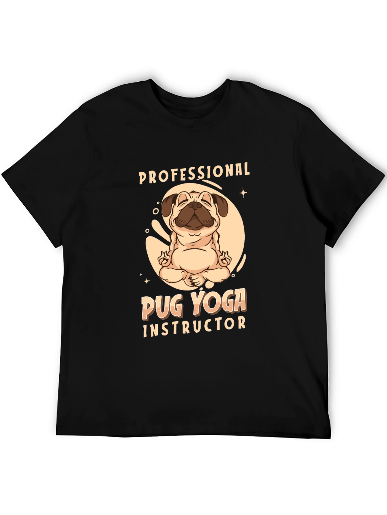 Pug Yoga Instructor Graphic Tee - Black Cotton Blend