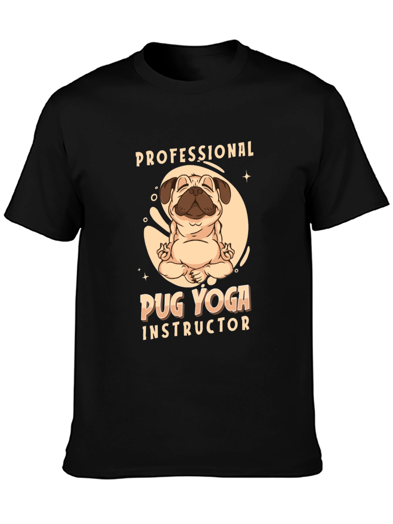Pug Yoga Instructor Graphic Tee - Black Cotton Blend