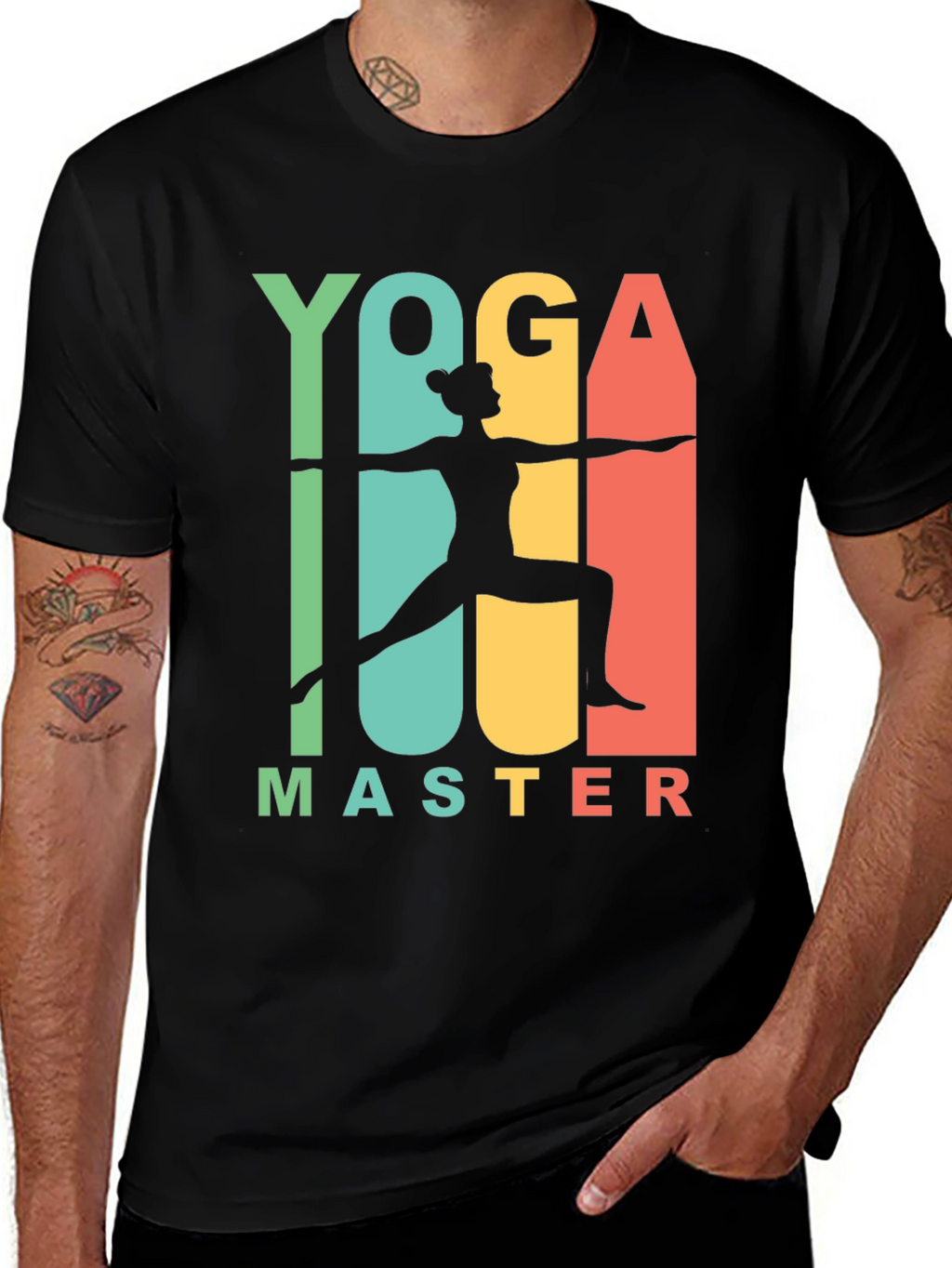 Yoga Master Graphic Tee - Black Cotton T-Shirt