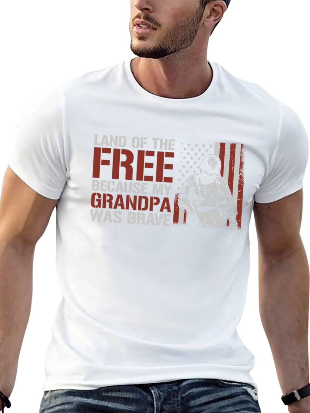 Land of the Free Grandpa Was Brave T-Shirt