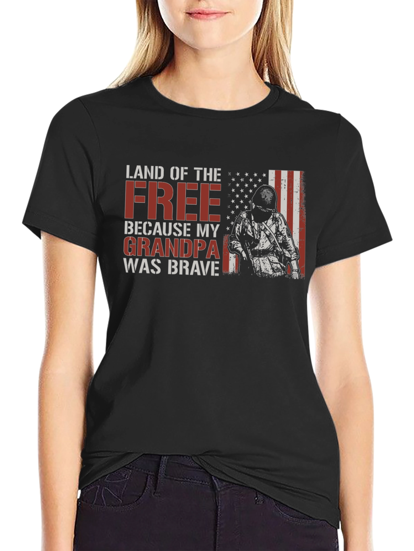 Land of the Free Grandpa Was Brave T-Shirt