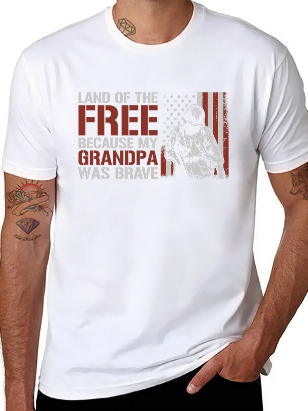Land of the Free Grandpa Was Brave T-Shirt
