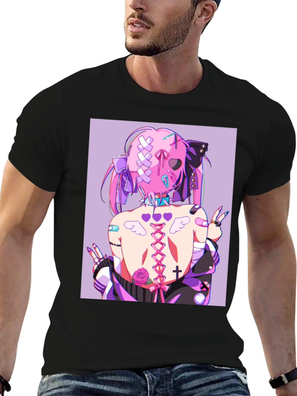 Anime Style Graphic Print Tee