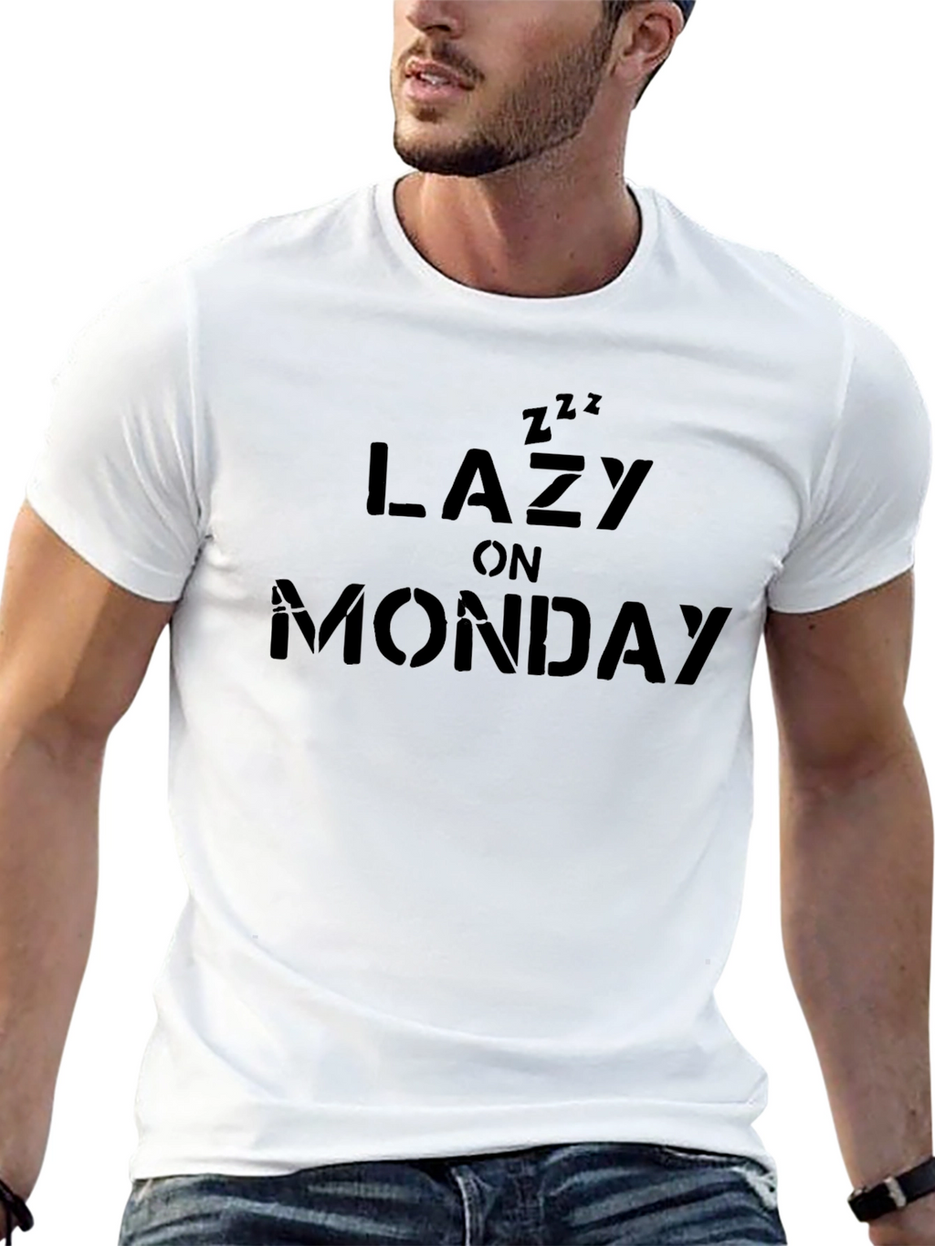 Lazy On Monday Black Graphic T-Shirt