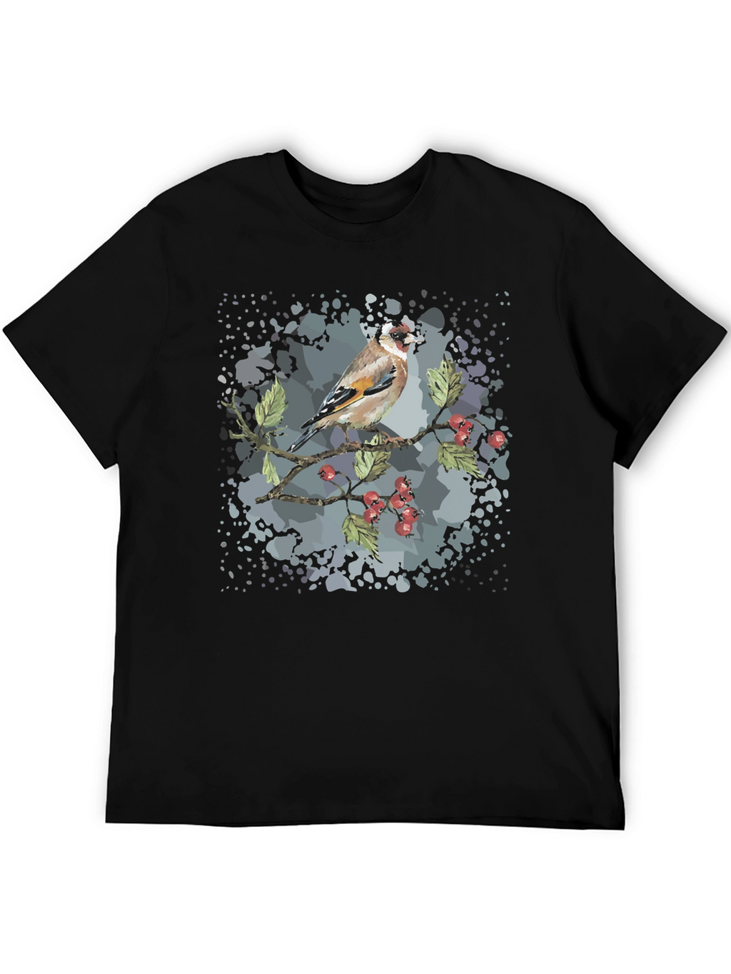 Goldfinch Bird Graphic Black T-Shirt