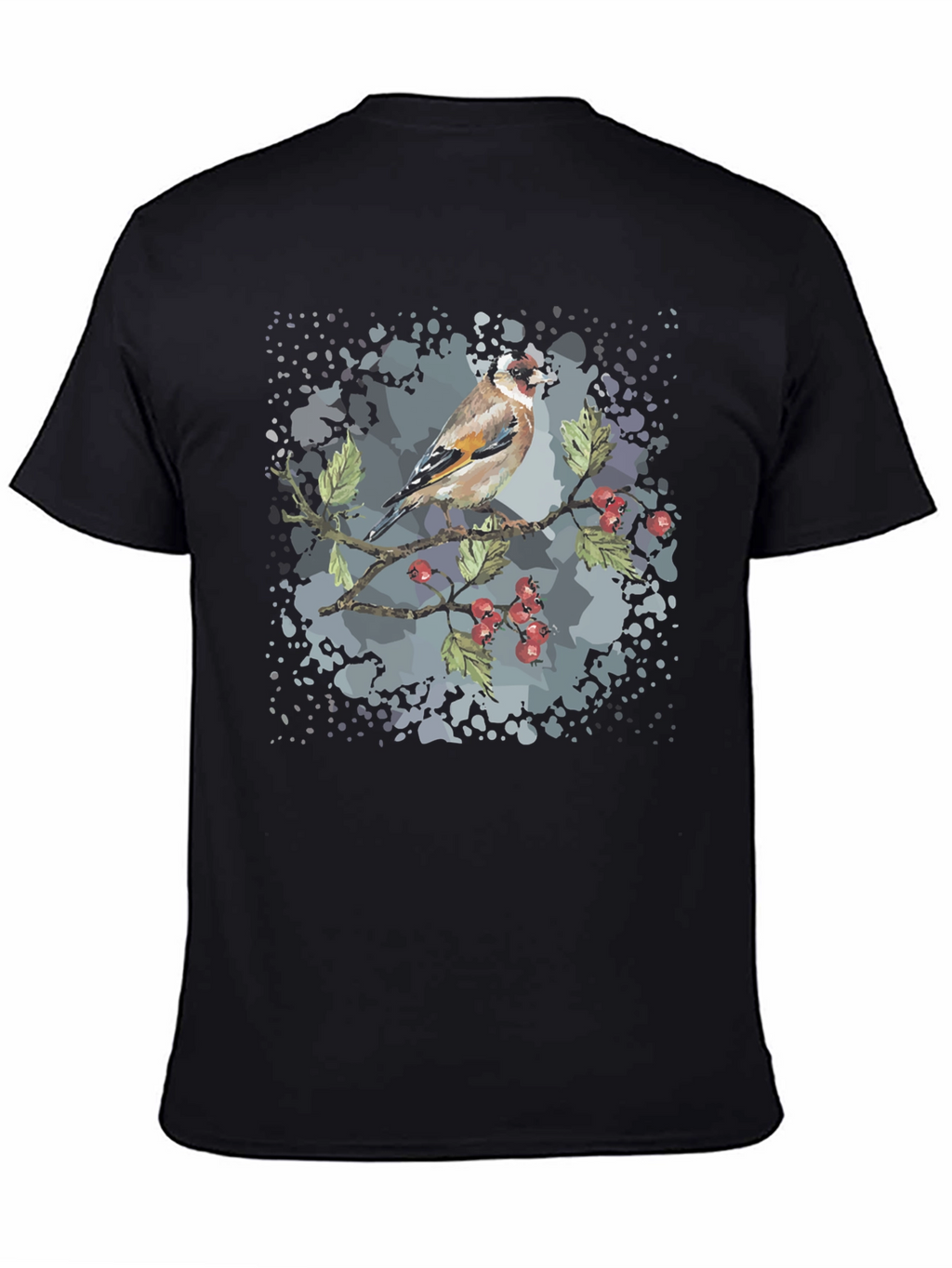 Goldfinch Bird Graphic Black T-Shirt