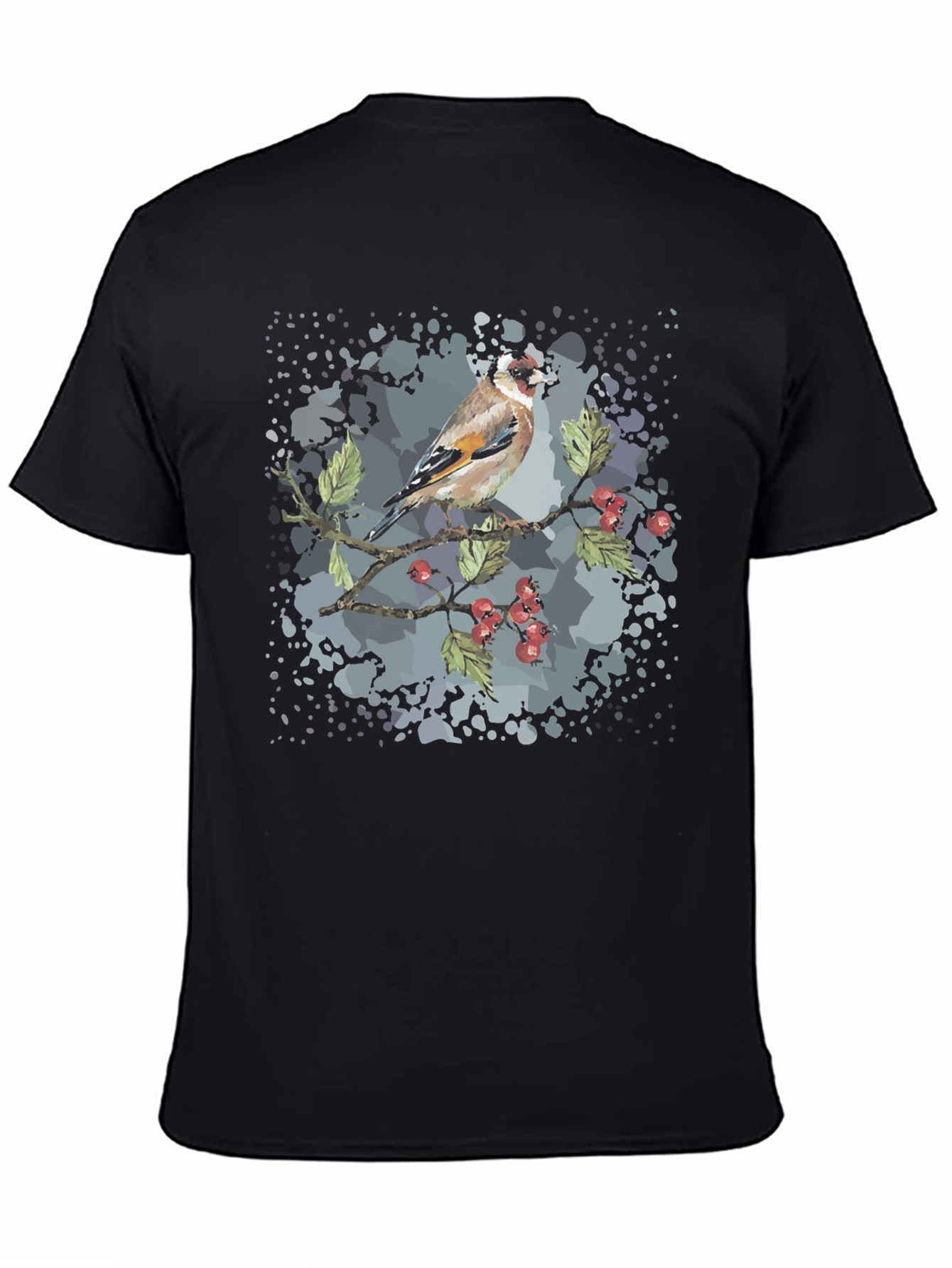 Goldfinch Bird Graphic Black T-Shirt