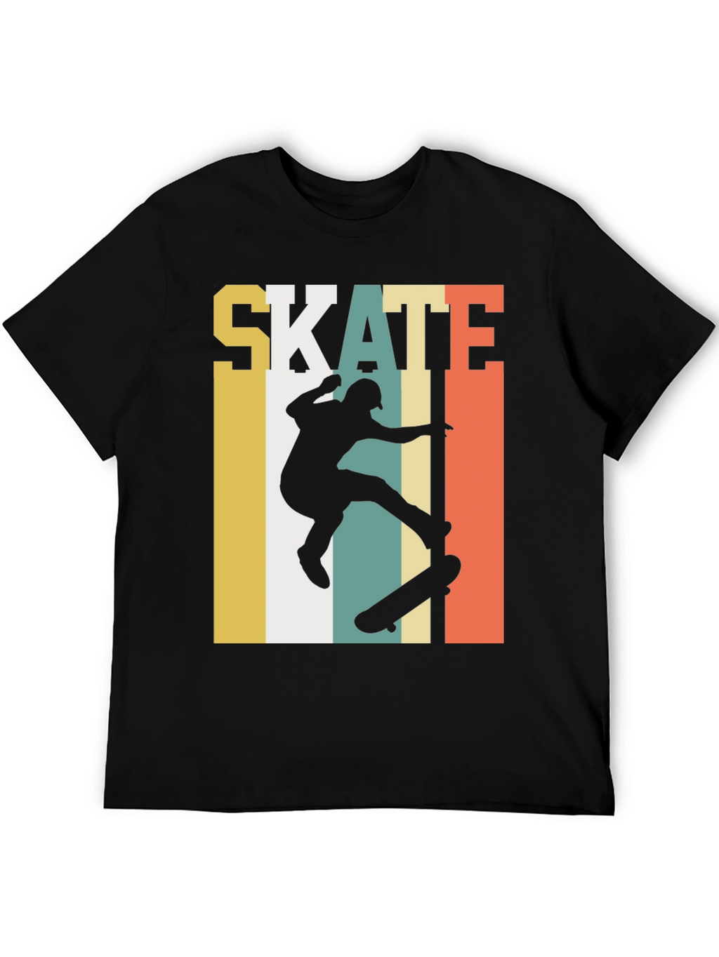 Retro Skateboarding Graphic Tee - Black