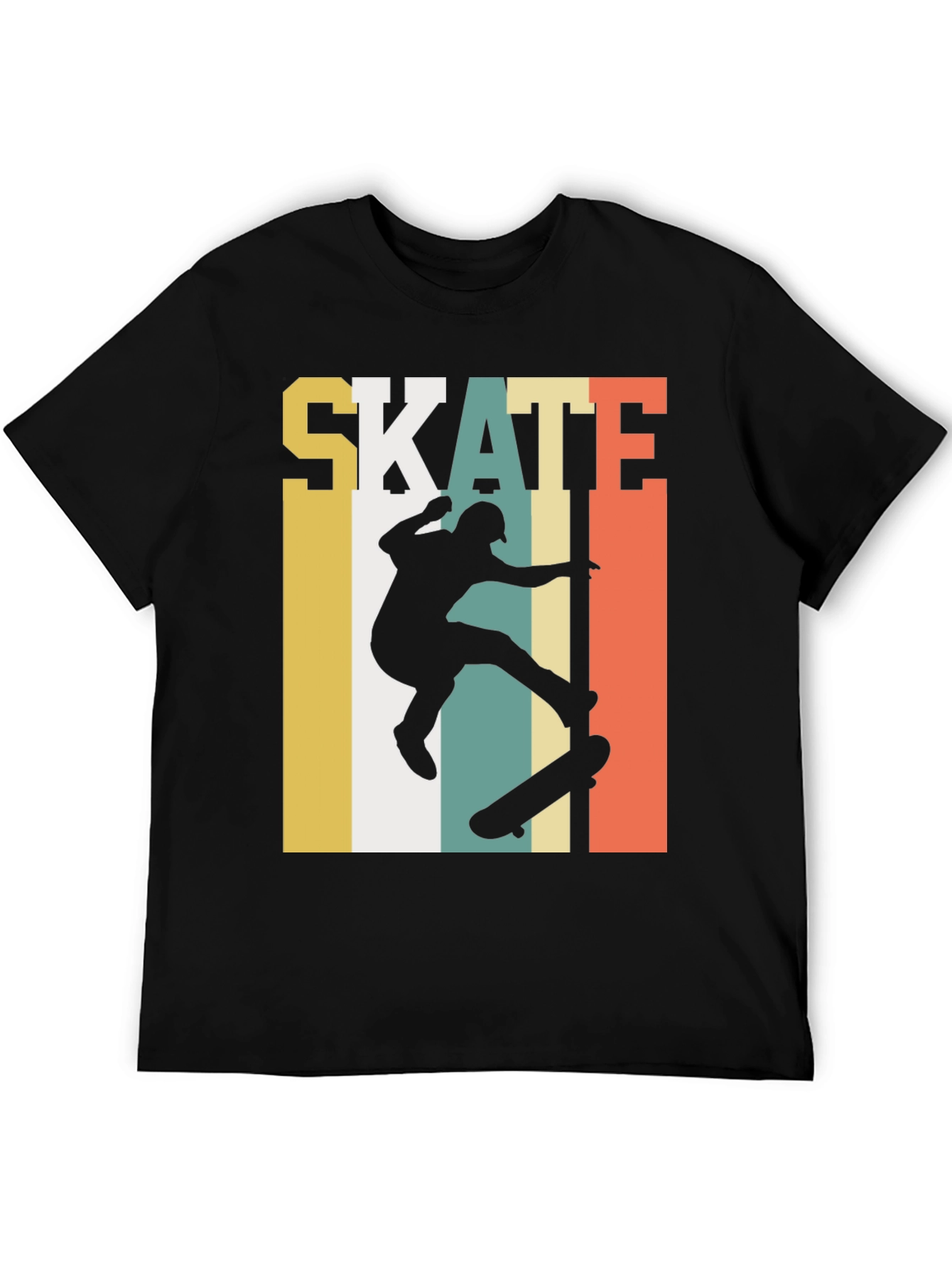 Retro Skateboarding Graphic Tee - Black