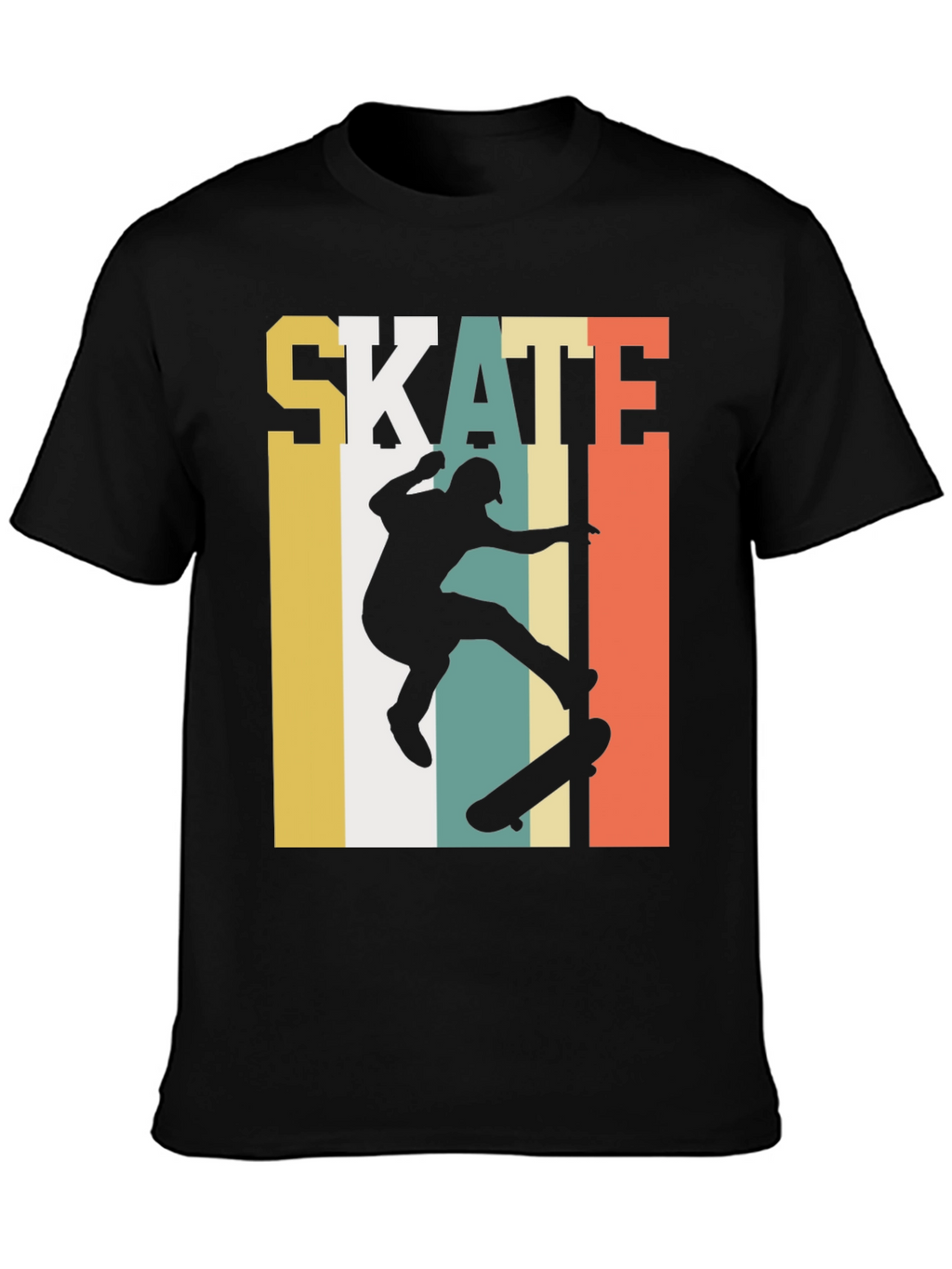 Retro Skateboarding Graphic Tee - Black