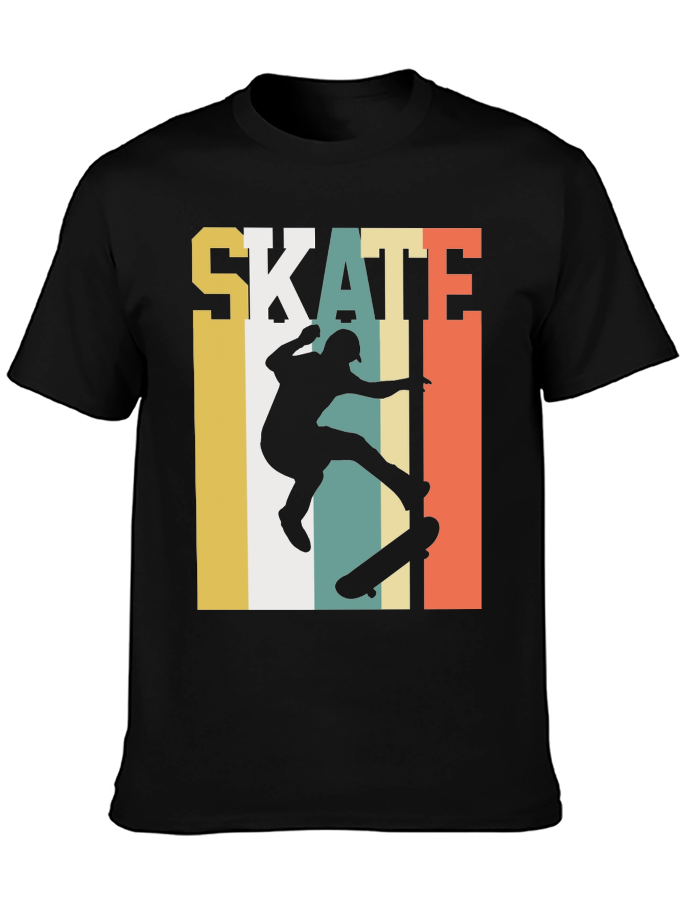 Retro Skateboarding Graphic Tee - Black