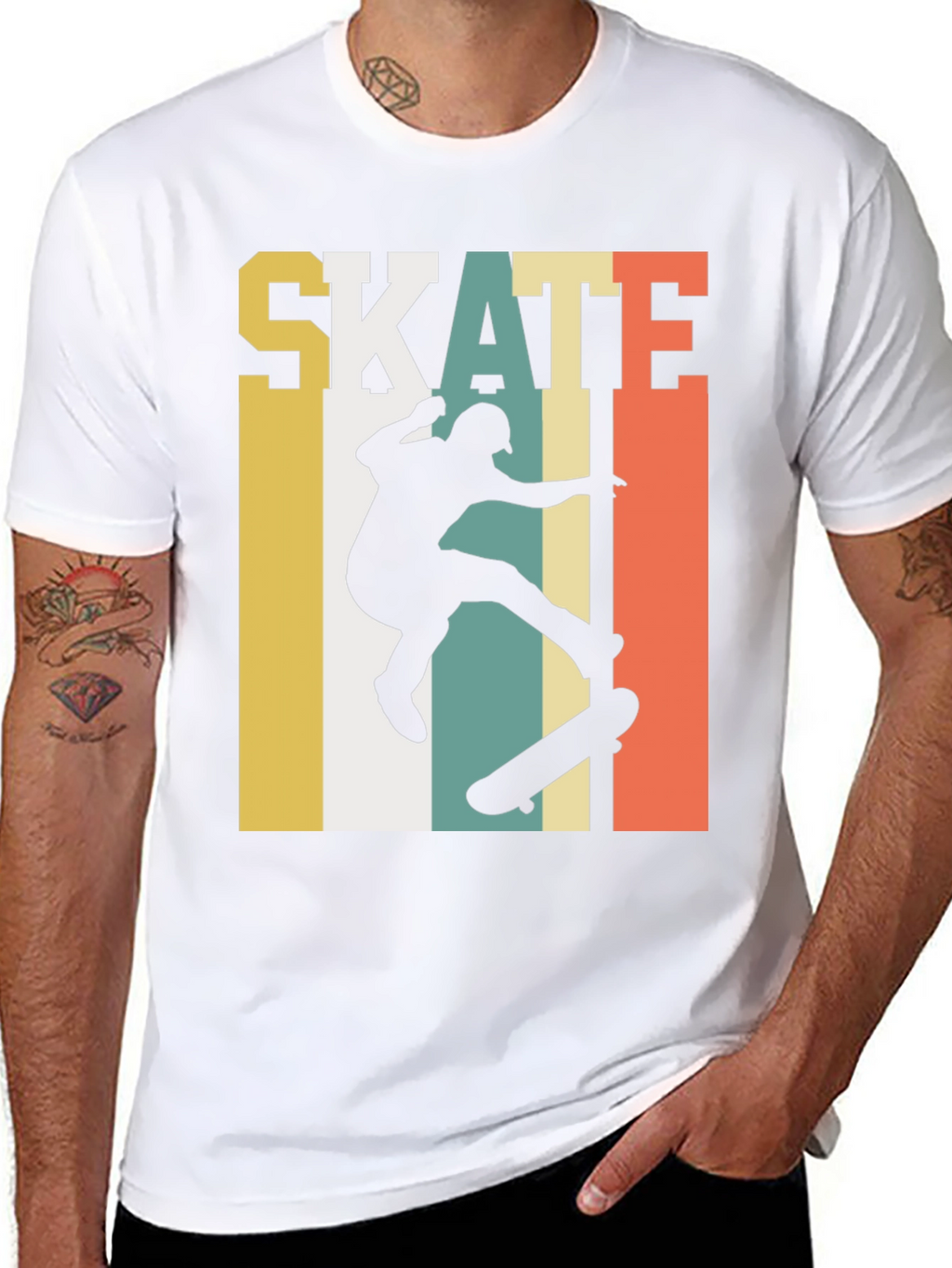 Retro Skateboarding Graphic Tee - Black