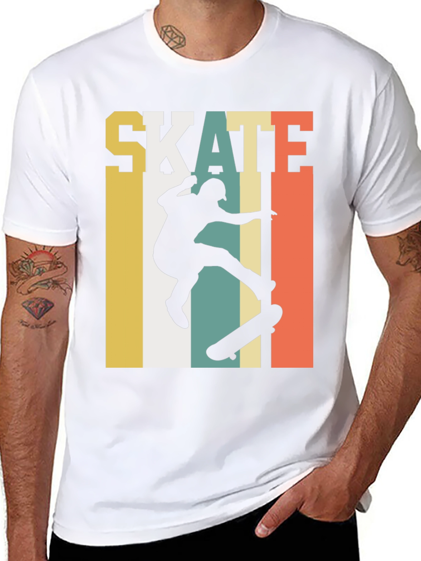 Retro Skateboarding Graphic Tee - Black