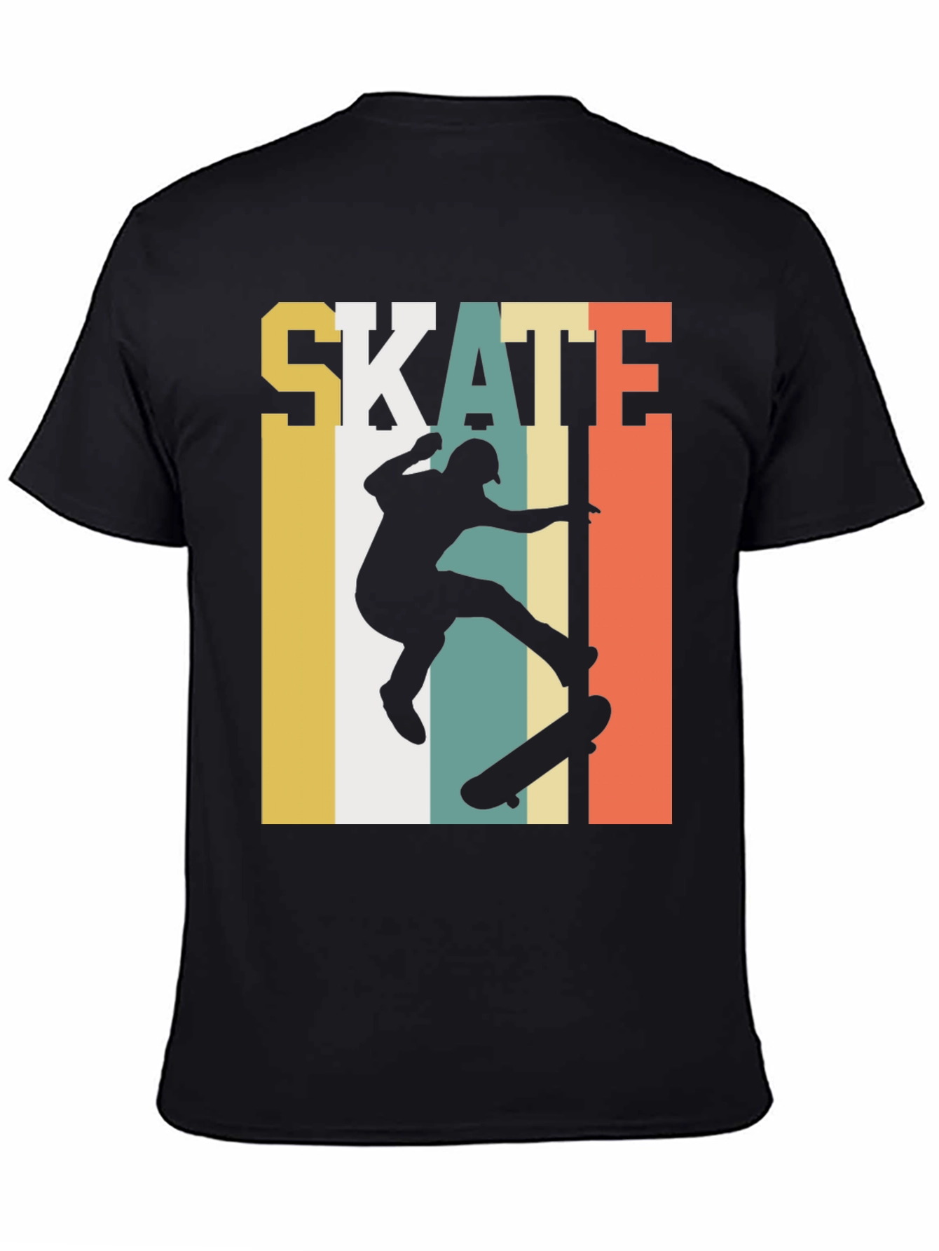 Retro Skateboarding Graphic Tee - Black