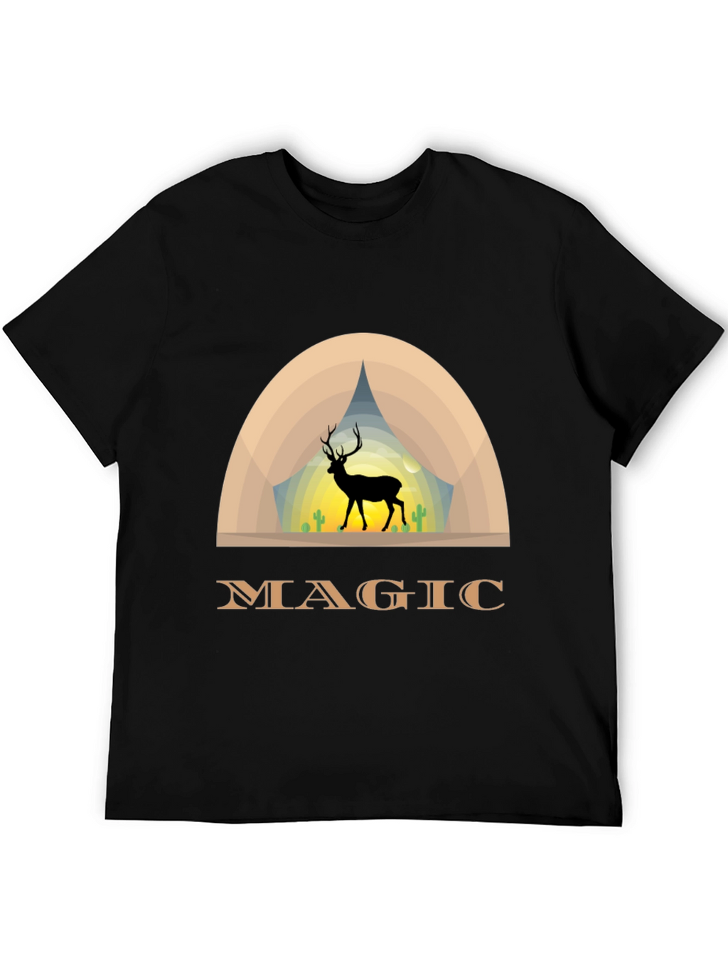 Magic Deer Graphic T-Shirt - Black