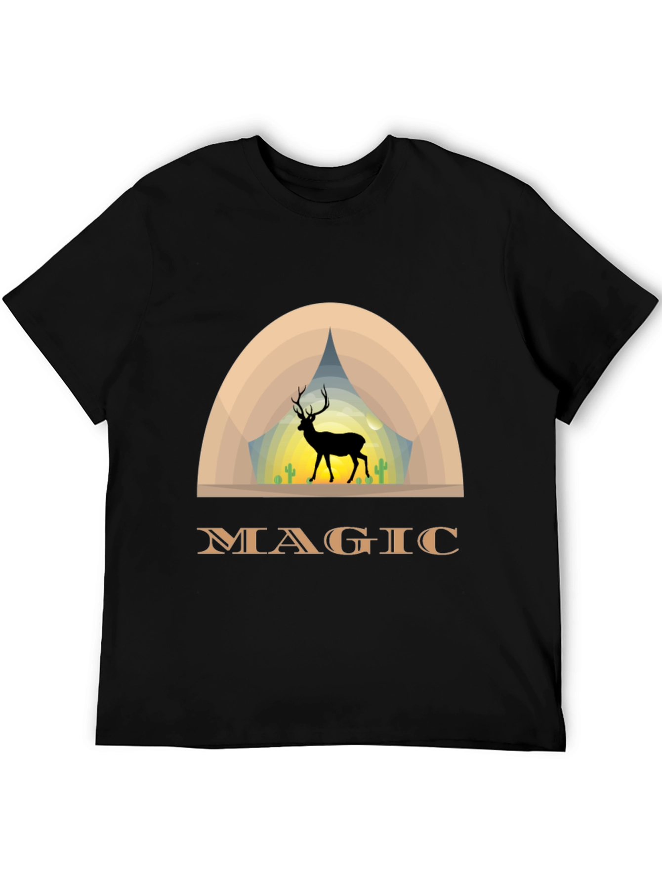 Magic Deer Graphic T-Shirt - Black
