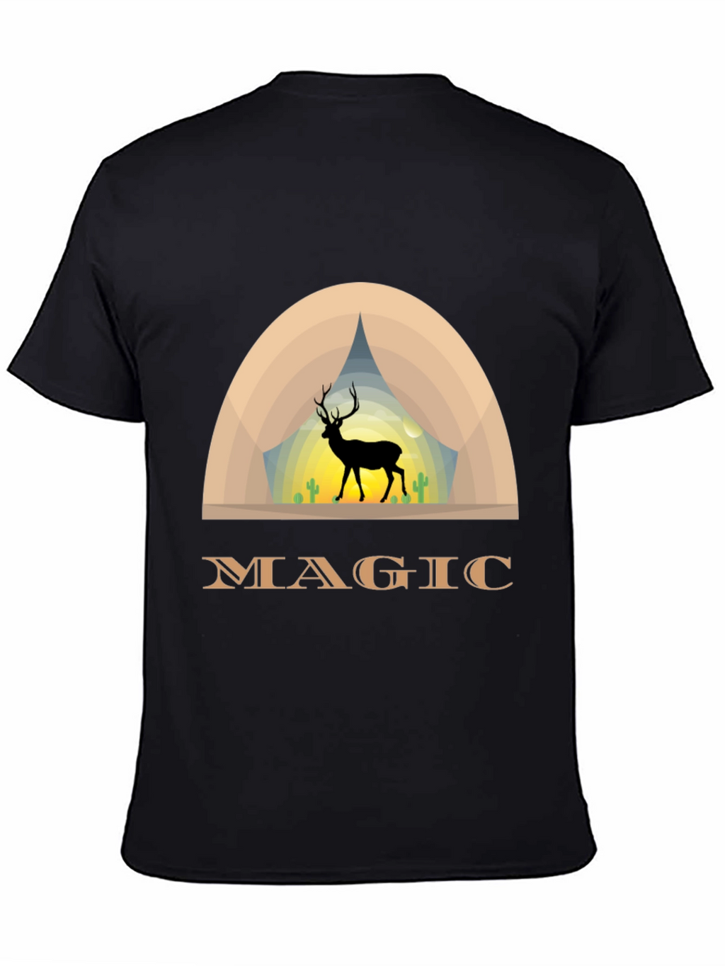 Magic Deer Graphic T-Shirt - Black