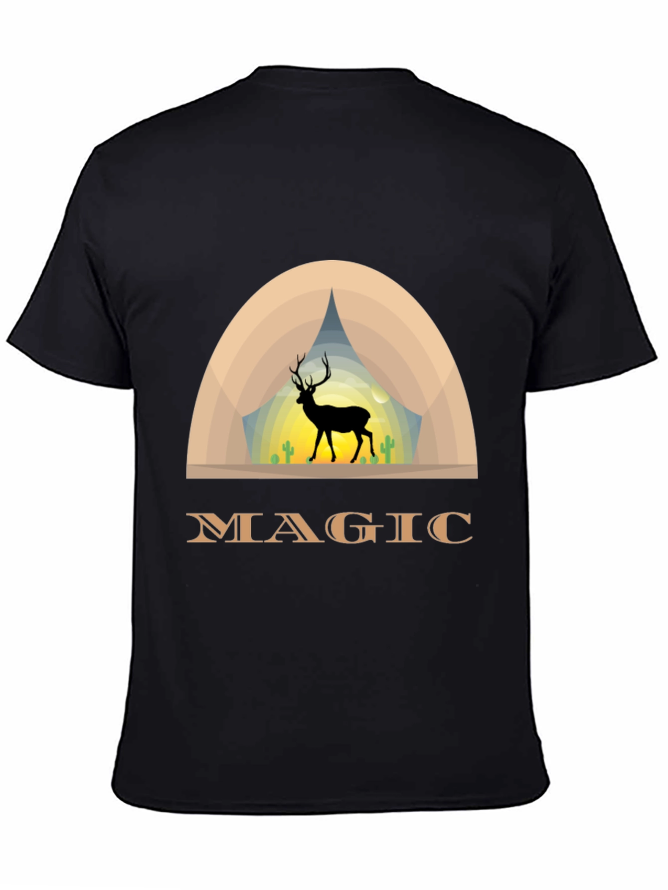 Magic Deer Graphic T-Shirt - Black