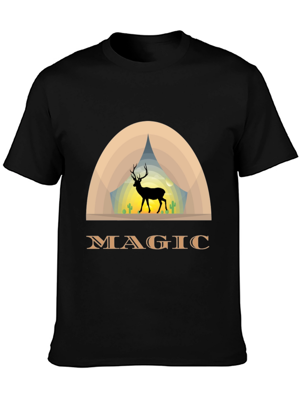 Magic Deer Graphic T-Shirt - Black