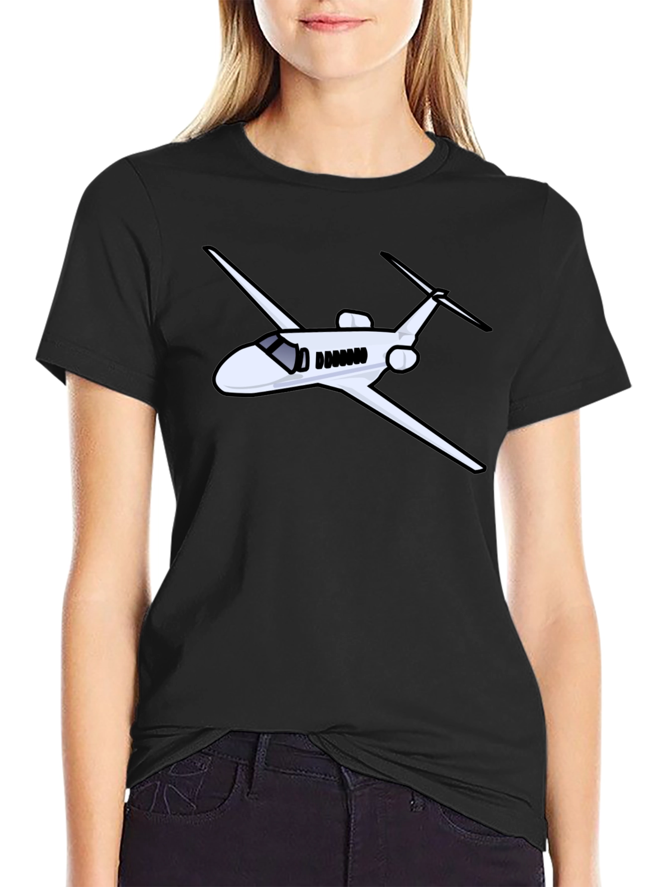 Airplane Graphic Black Tee - Pilot Gift