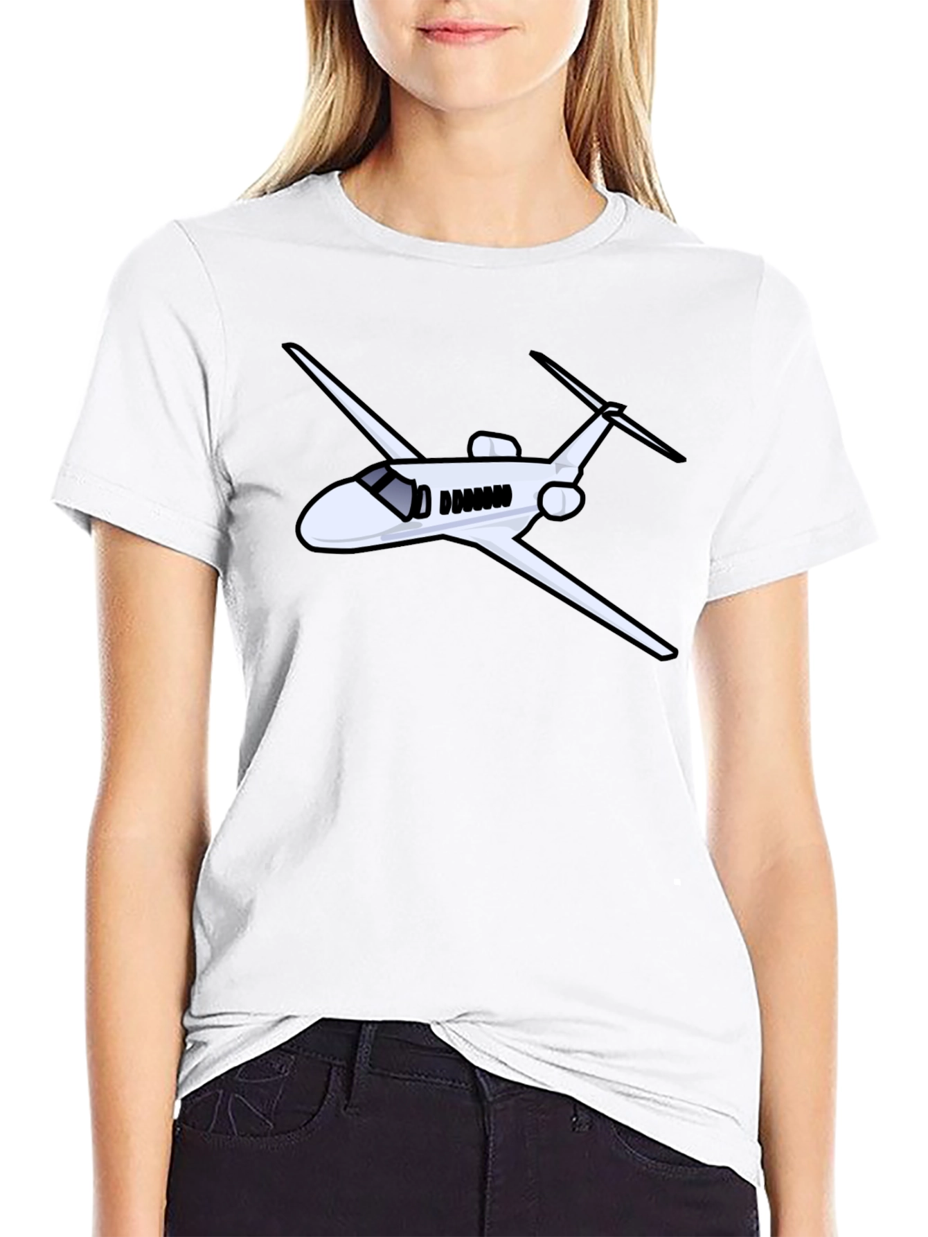 Airplane Graphic Black Tee - Pilot Gift