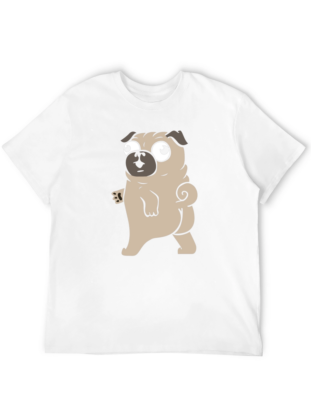 Cartoon Pug Graphic Black T-Shirt