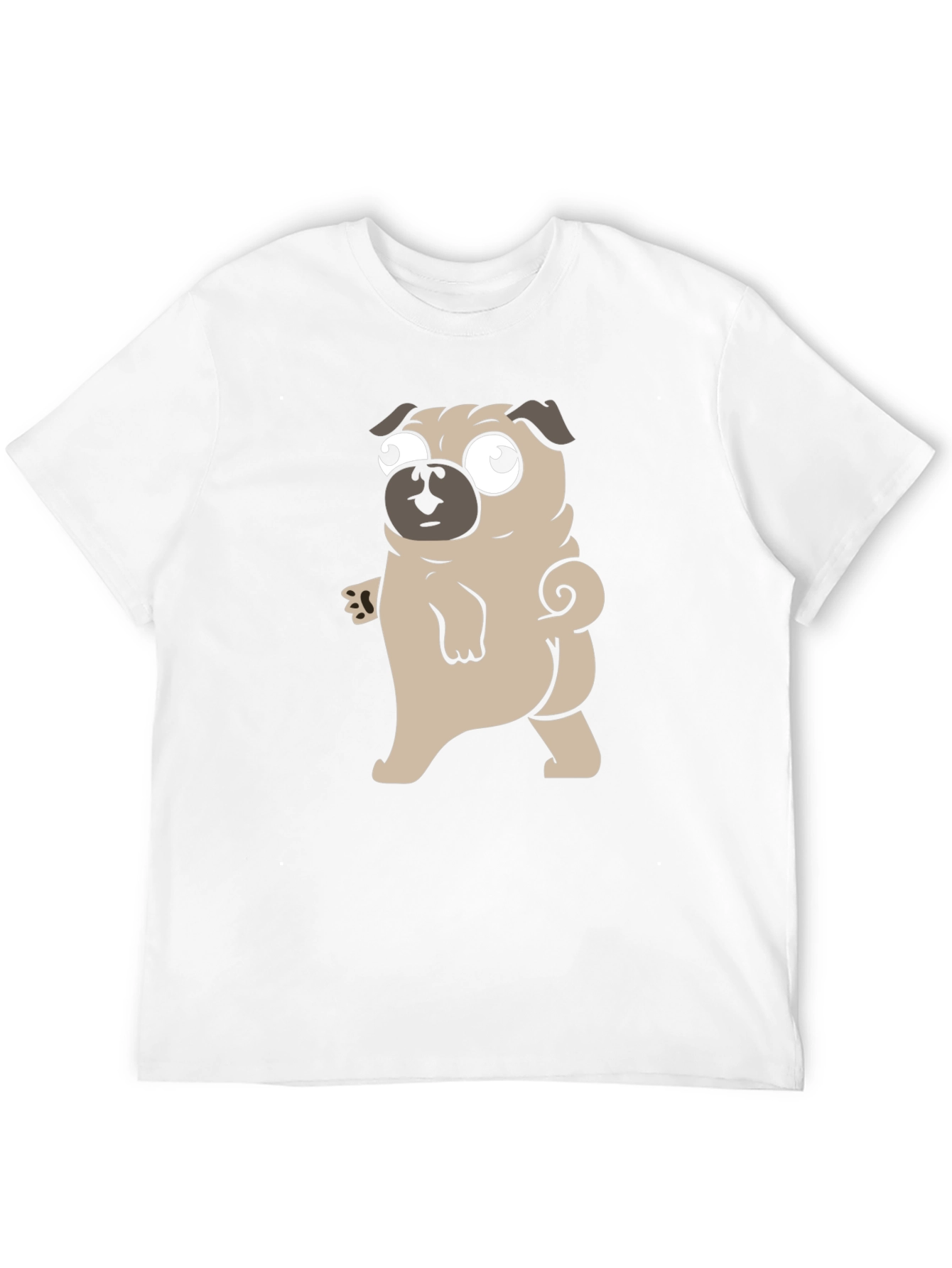 Cartoon Pug Graphic Black T-Shirt