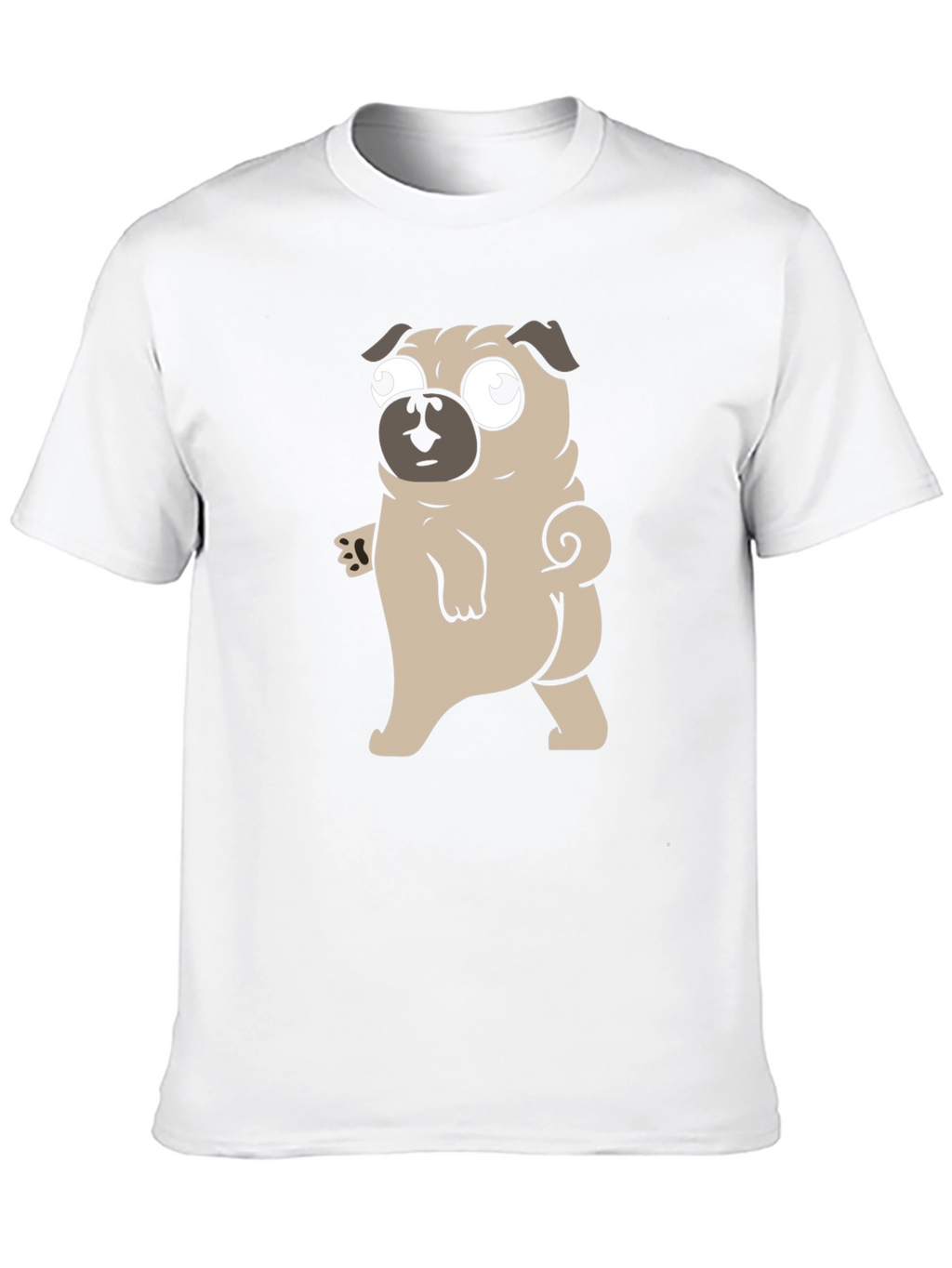 Cartoon Pug Graphic Black T-Shirt