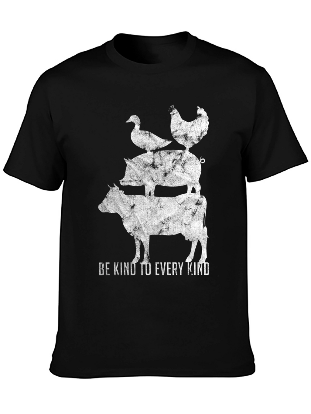 Be Kind Animal Stack Graphic Tee - Black