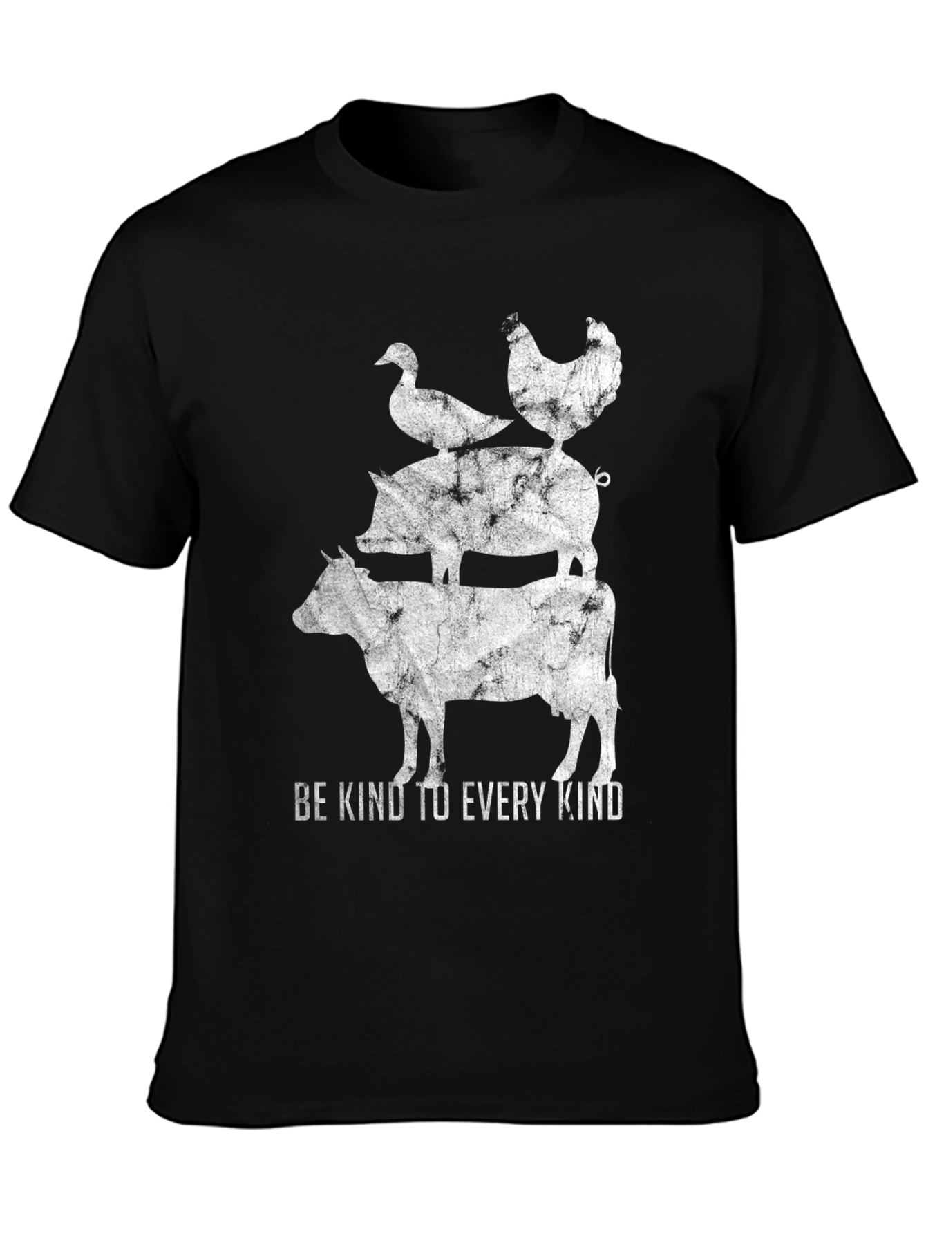 Be Kind Animal Stack Graphic Tee - Black