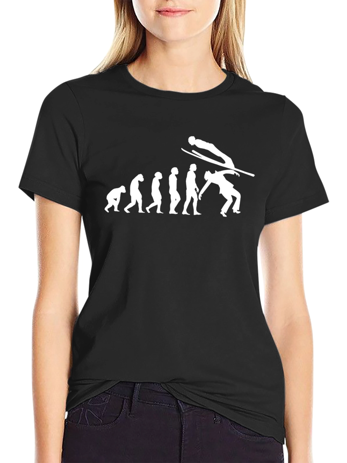 Ski Jumper Evolution Black T-Shirt