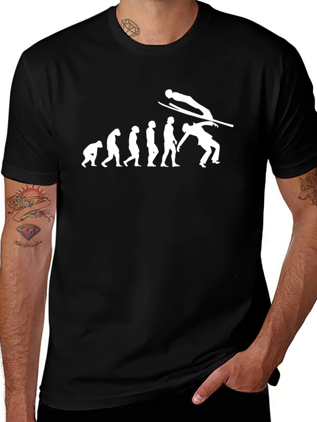 Ski Jumper Evolution Black T-Shirt