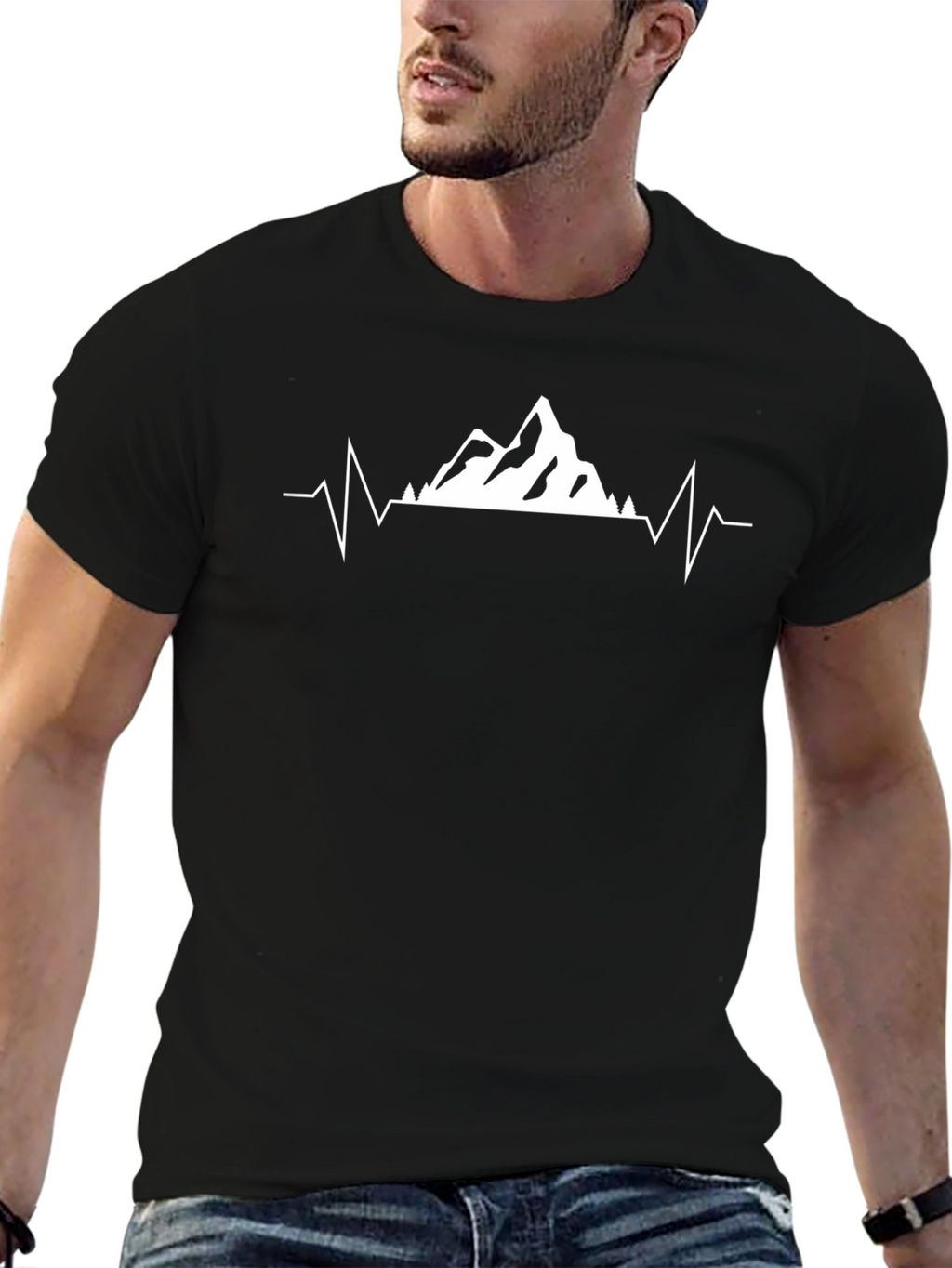 Mountain Heartbeat Graphic Tee - Black
