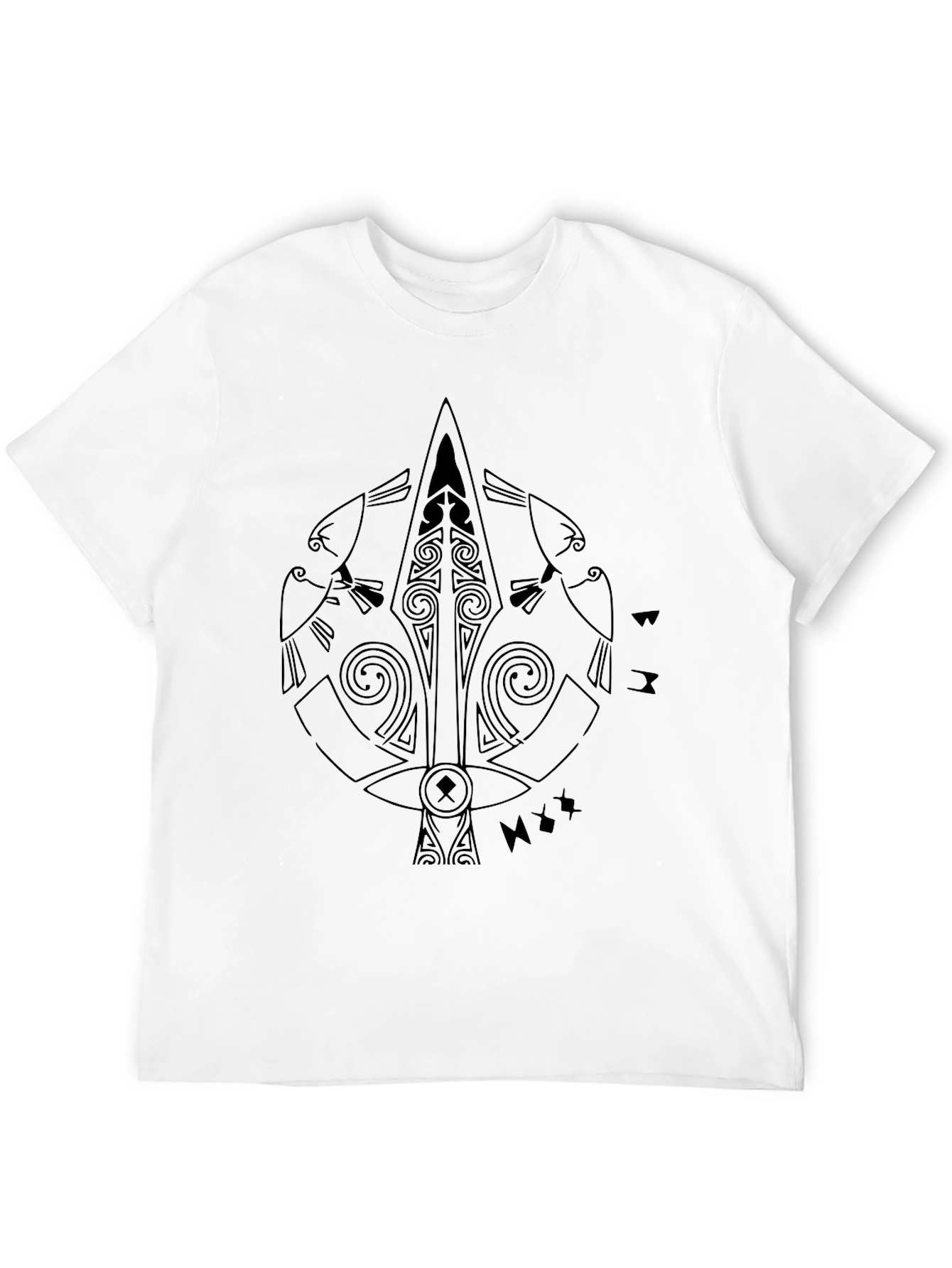 Black Raven Spear Graphic Tee - Viking Style