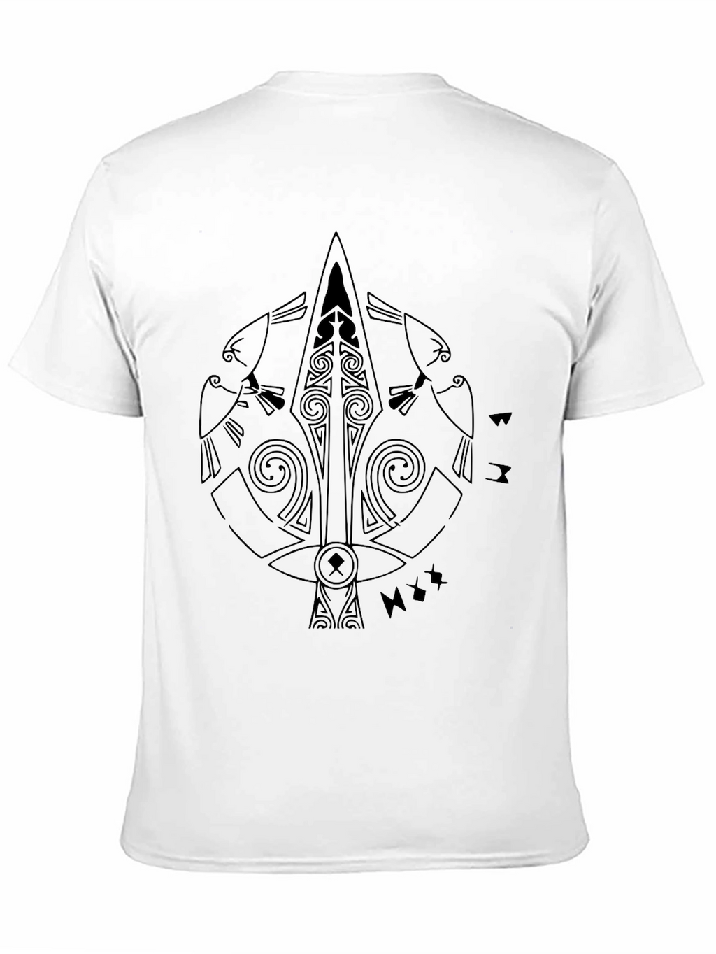 Black Raven Spear Graphic Tee - Viking Style