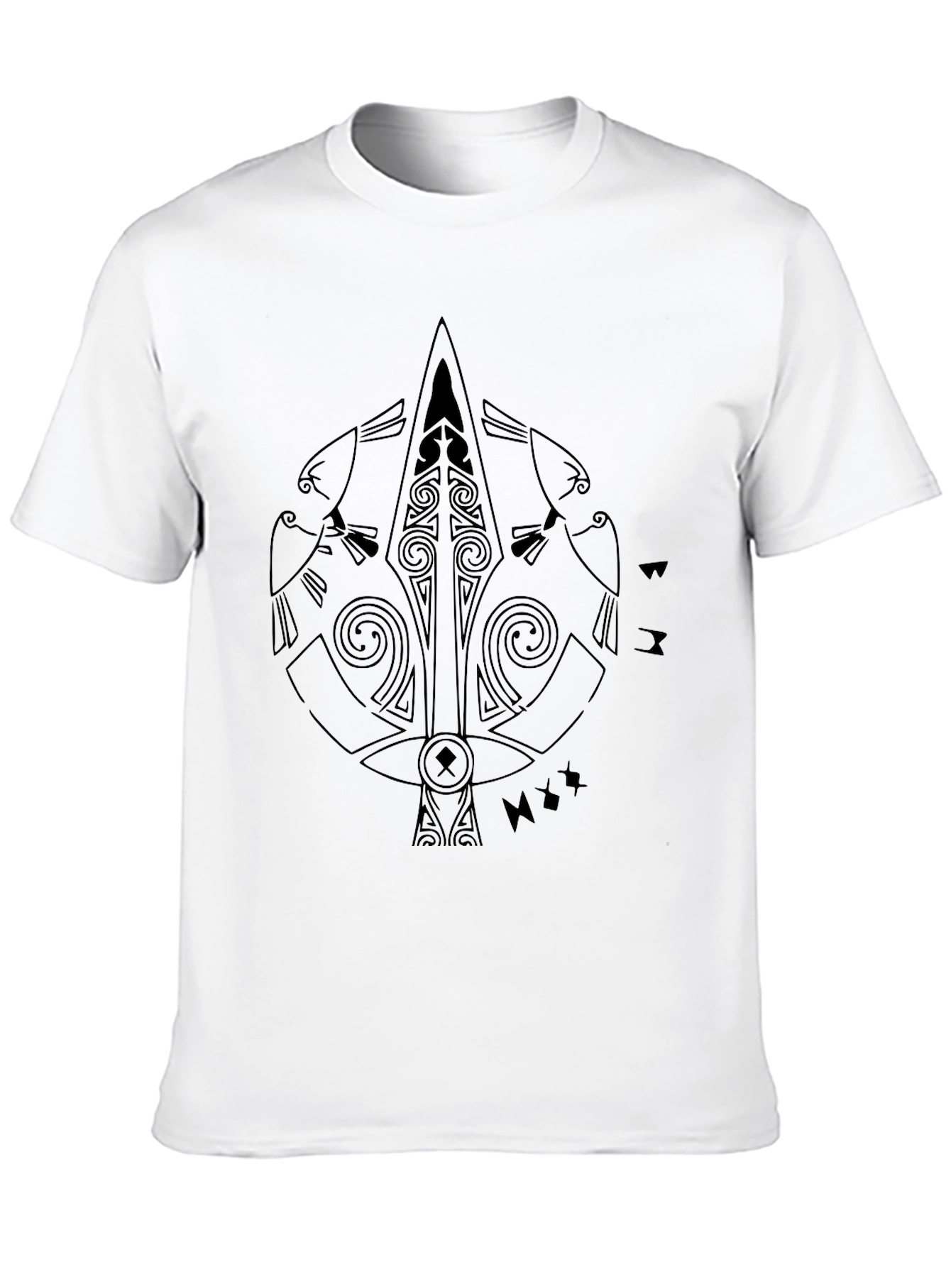 Black Raven Spear Graphic Tee - Viking Style
