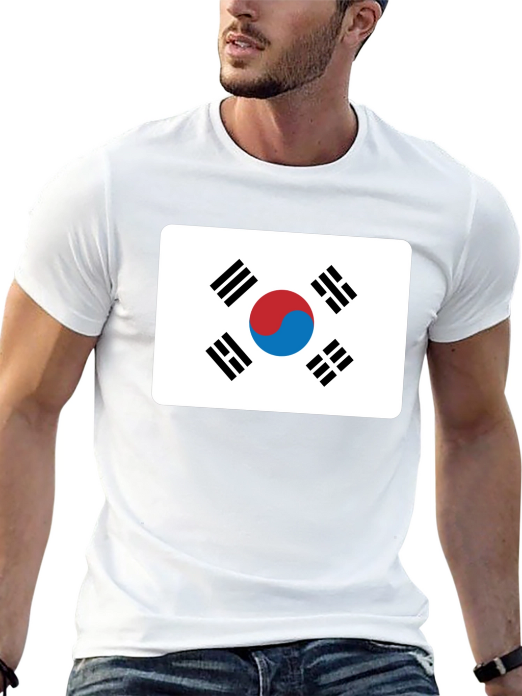 Korean Flag T-Shirt - Black Crew Neck Tee