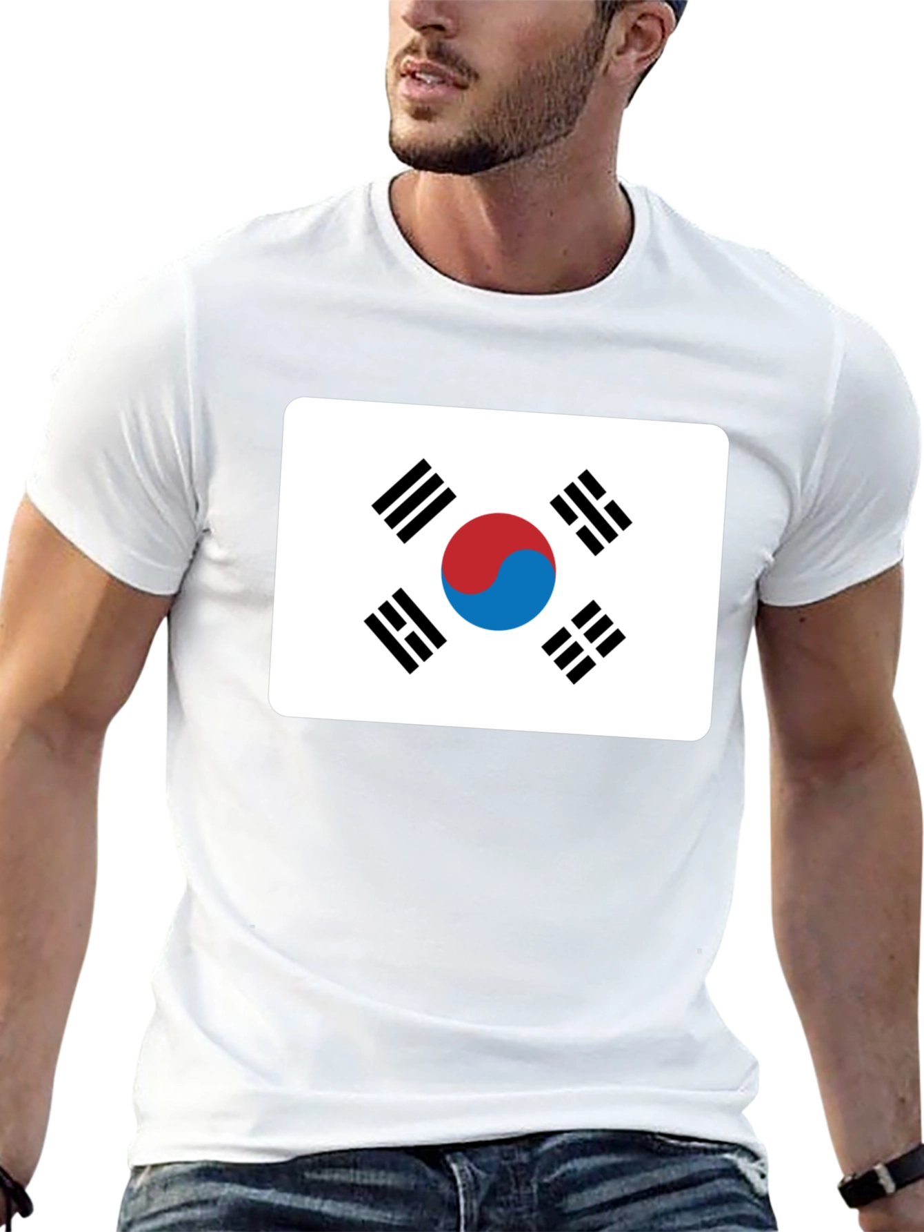 Korean Flag T-Shirt - Black Crew Neck Tee